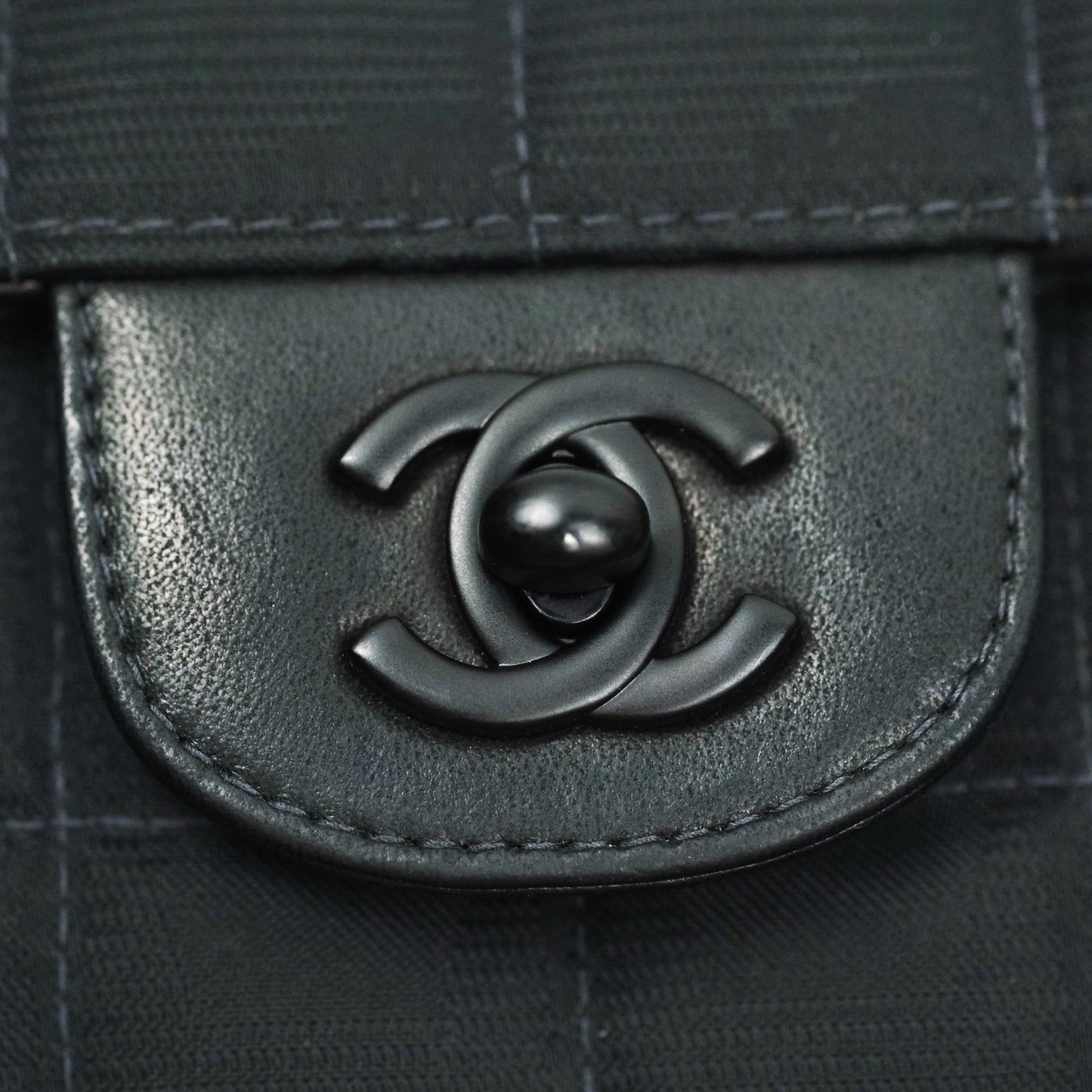 Chanel Denim So Black Camellia Clutch With Chain