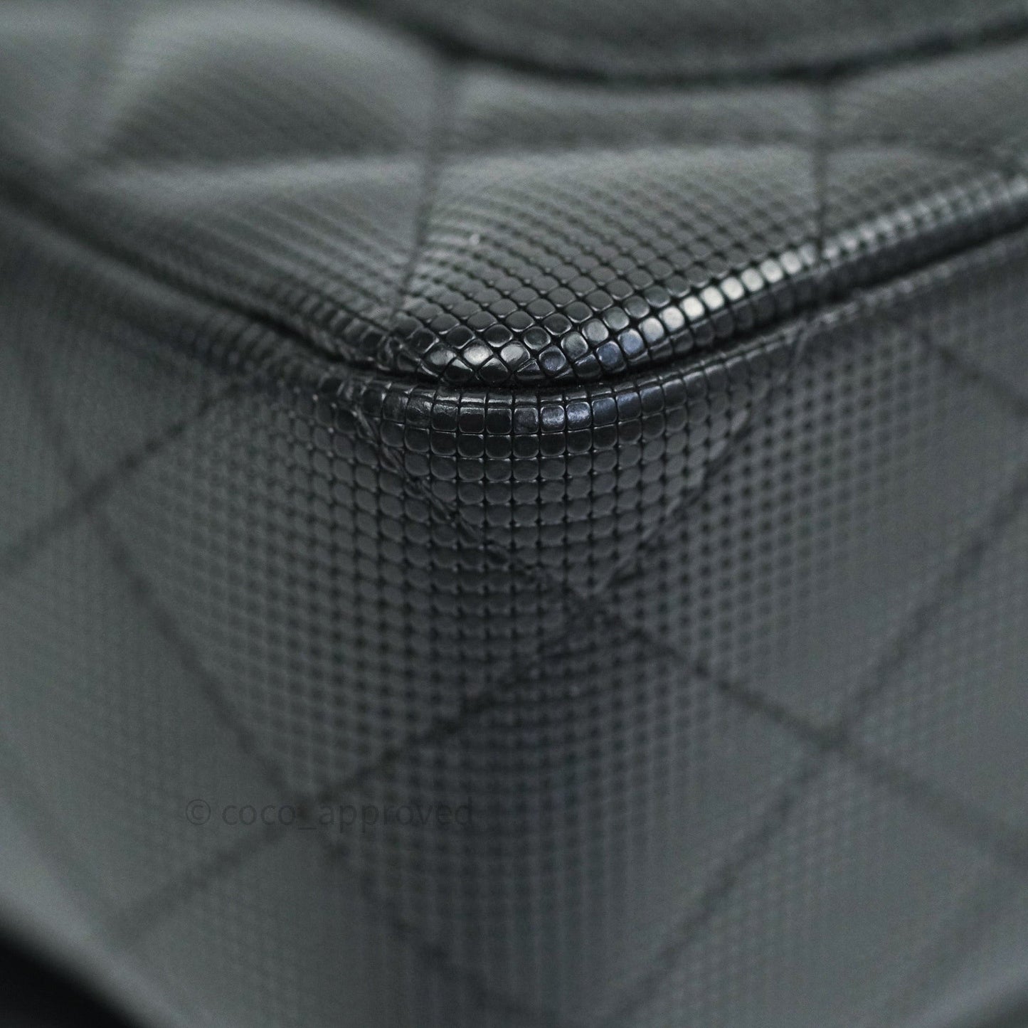 Chanel Metallic Calfskin Quilted Pixel Effect Mini Rectangular Flap Black Gold Hardware
