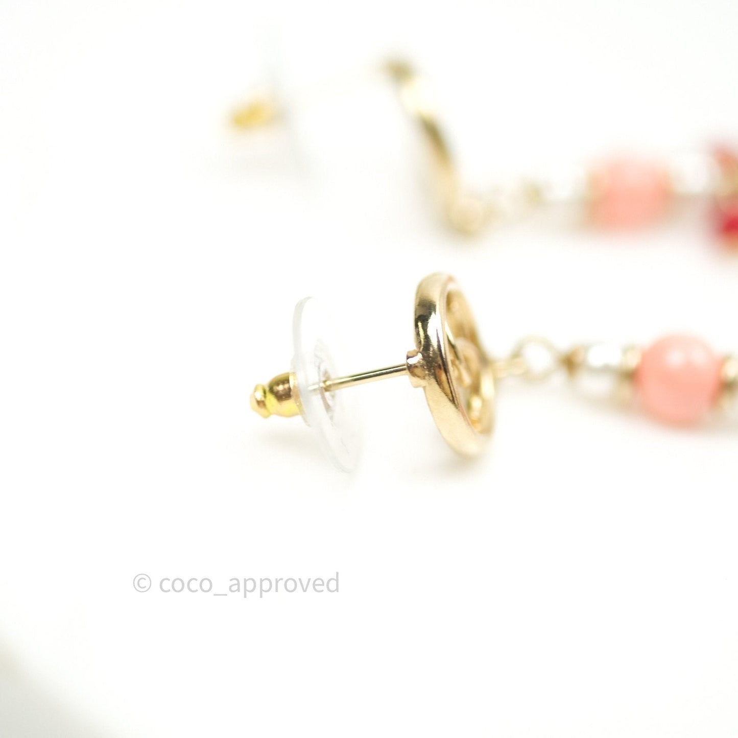Chanel Long Drop Crystal Earrings Gold 20B