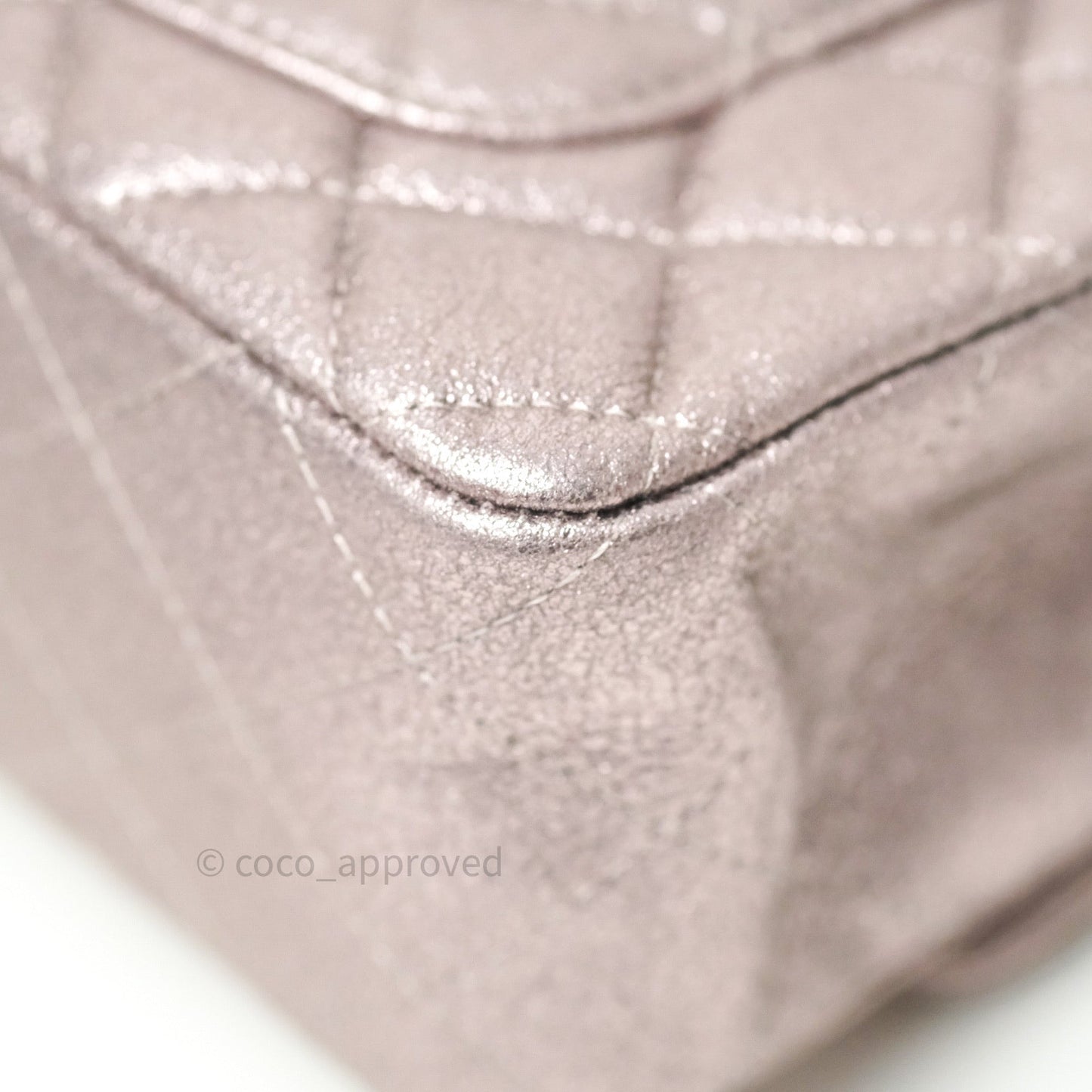 Chanel Metallic Rose Gold Goatskin Quilted Mini Rectangular Flap 14B