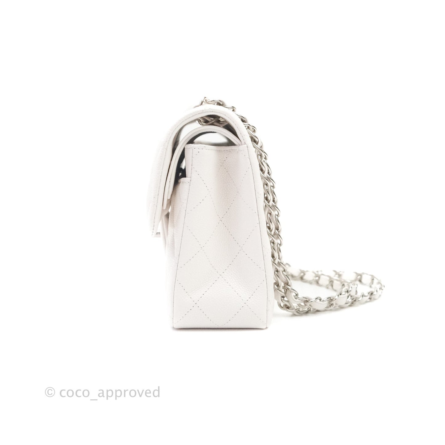 Chanel Classic Small S/M Flap White Caviar Silver Hardware