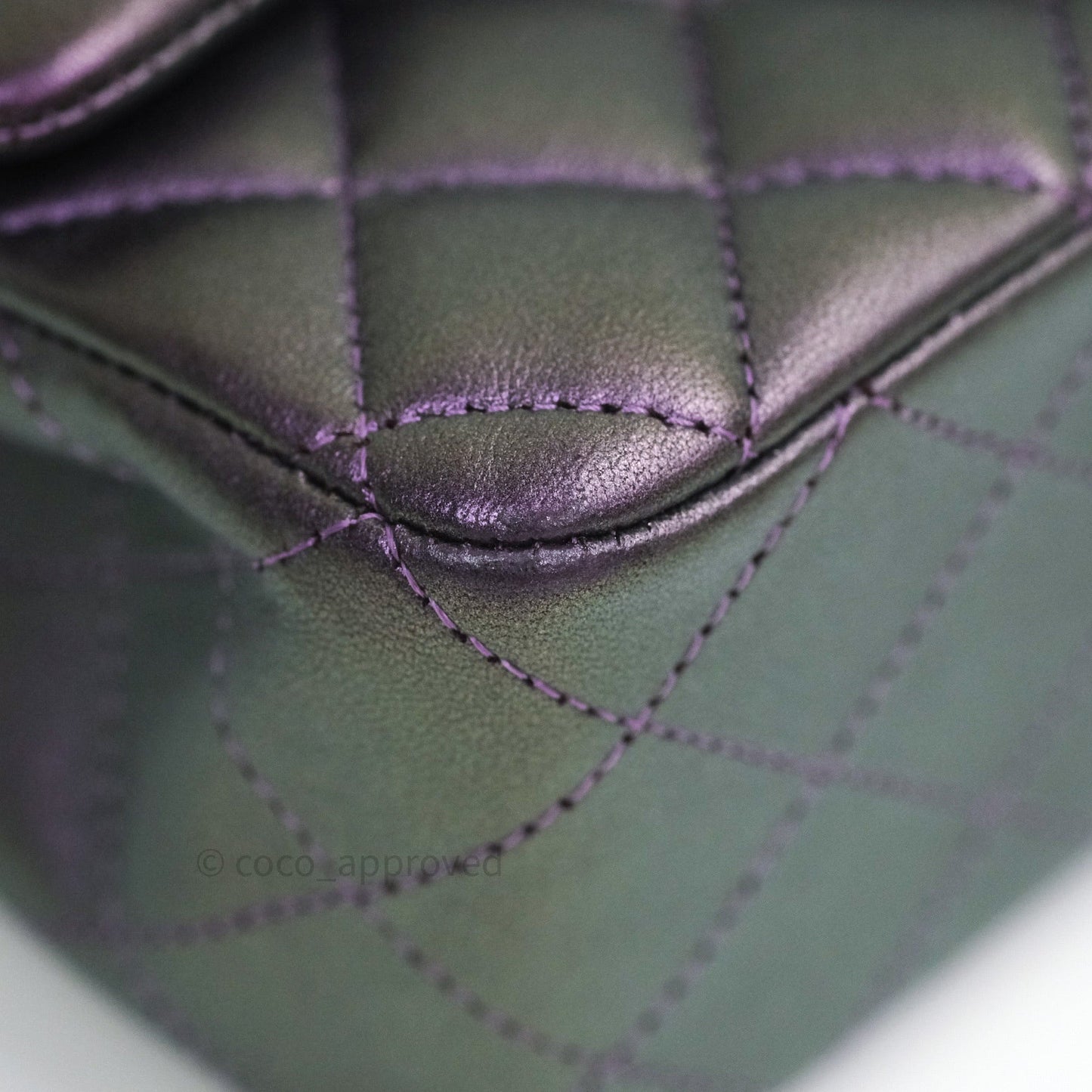 Chanel Quilted Mini Rectangular Iridescent Purple Dark Silver Hardware