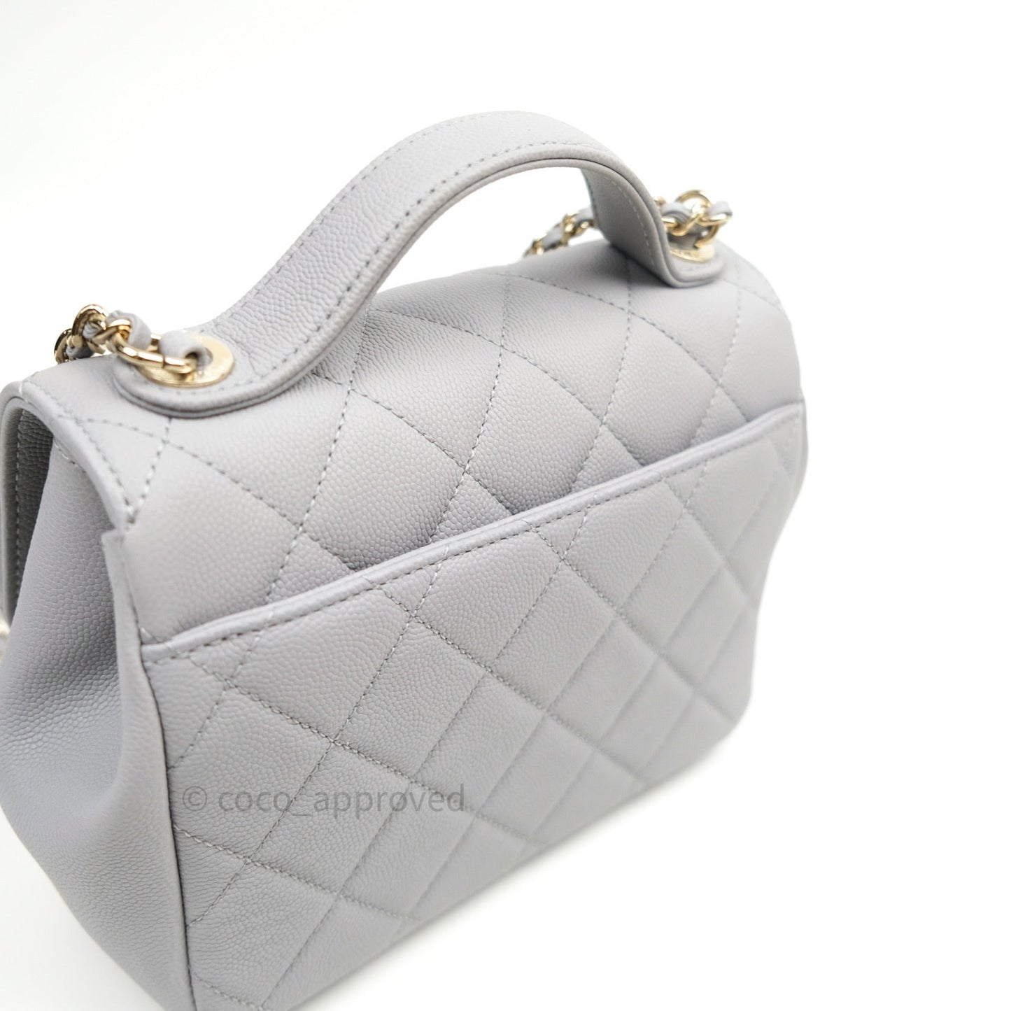 Chanel Quilted Small Business Affinity Flap Grey Caviar Light Gold Hardware