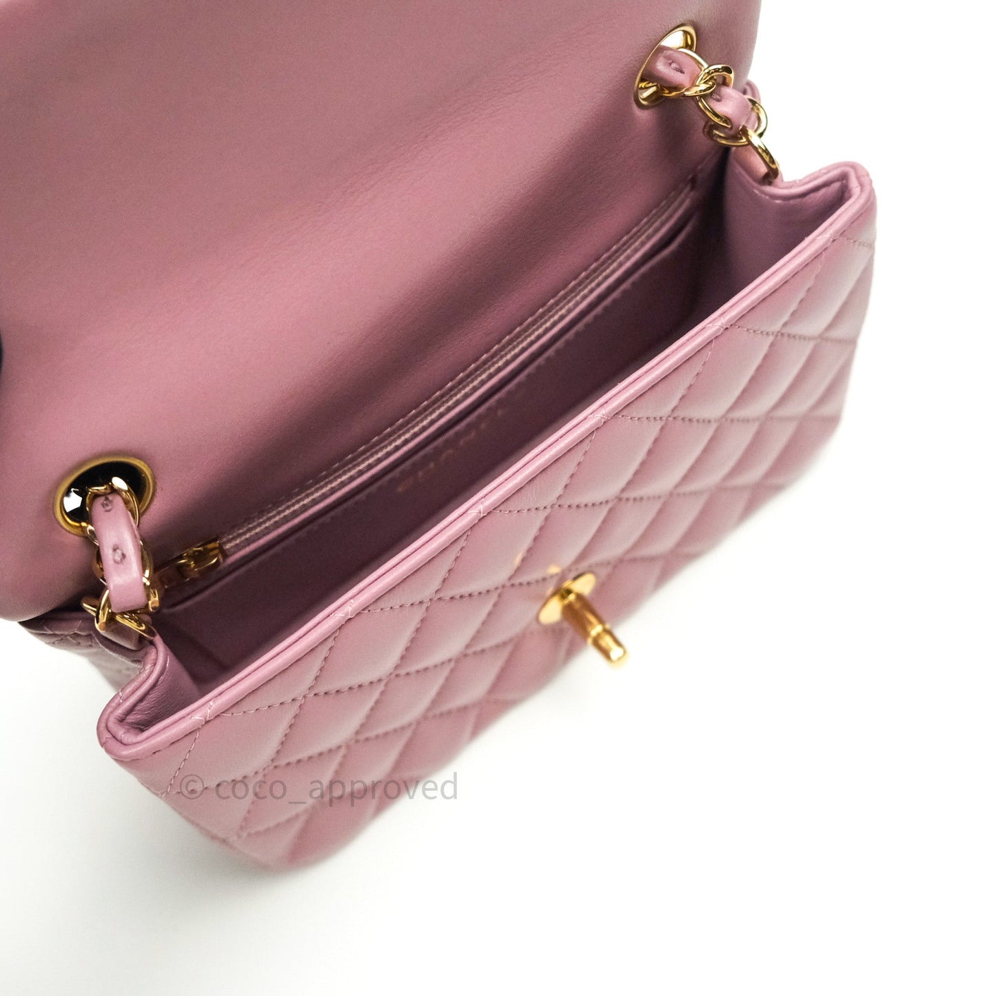 Chanel Quilted Mini Rectangular Pink Lambskin Gold Hardware