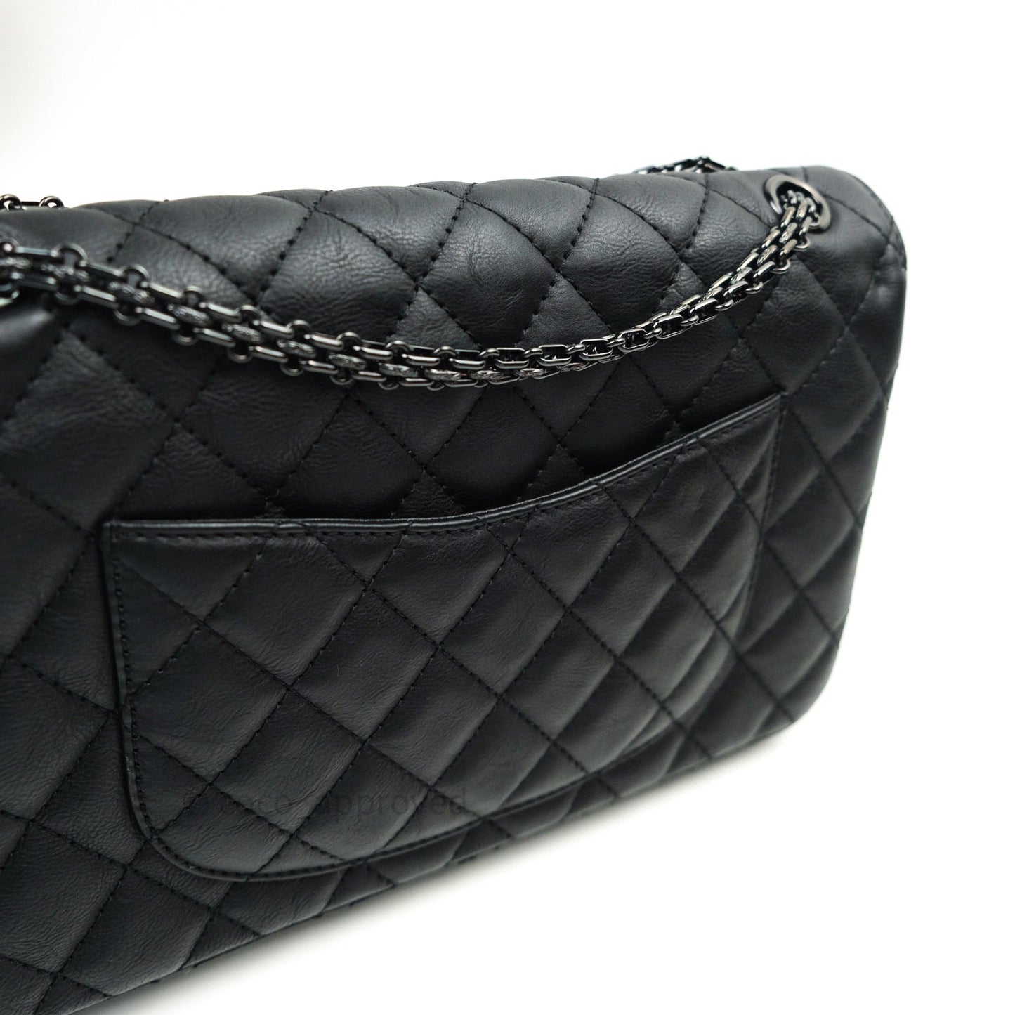 Chanel 2.55 Quilted Reissue 226 Double Flap So Black Crumpled Calfskin