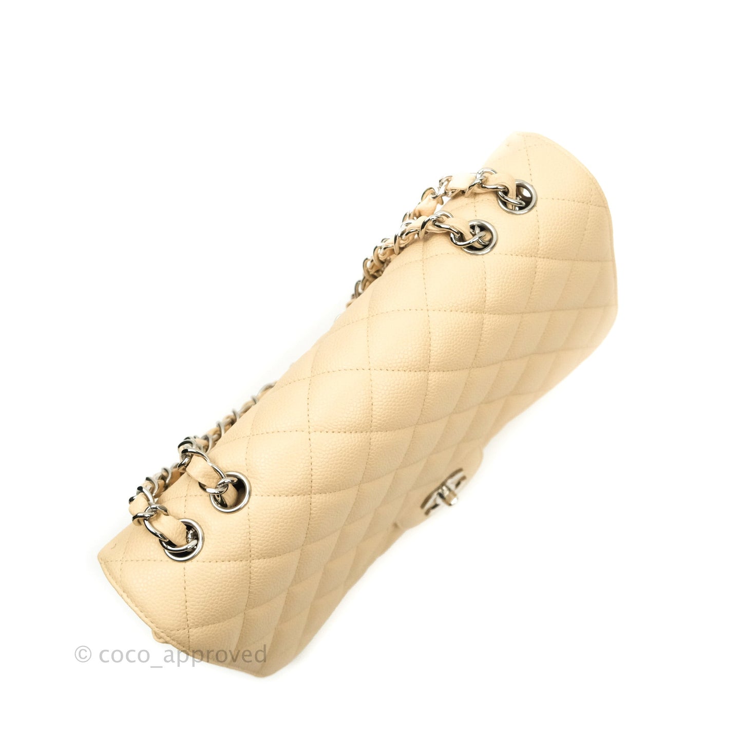 Chanel Jumbo Single Flap Beige Caviar Silver Hardware⁣⁣