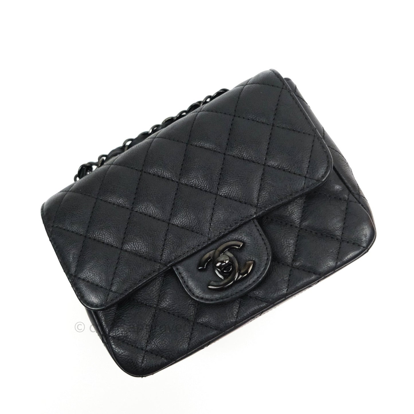 Chanel Quilted Mini Square Flap So Black Crumpled Calfskin