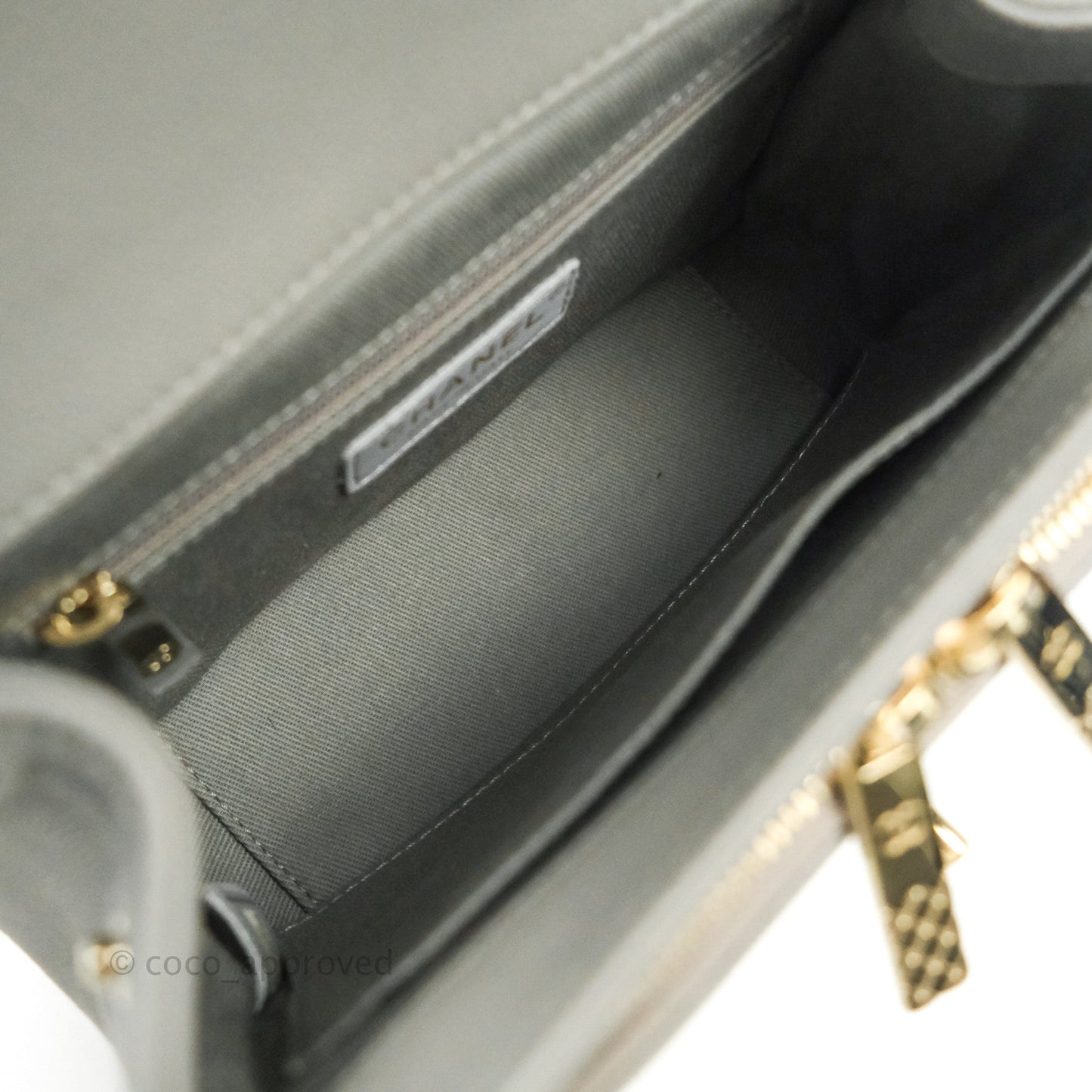 Chanel Quilted Small Business Affinity Flap Grey Caviar Light Gold Hardware