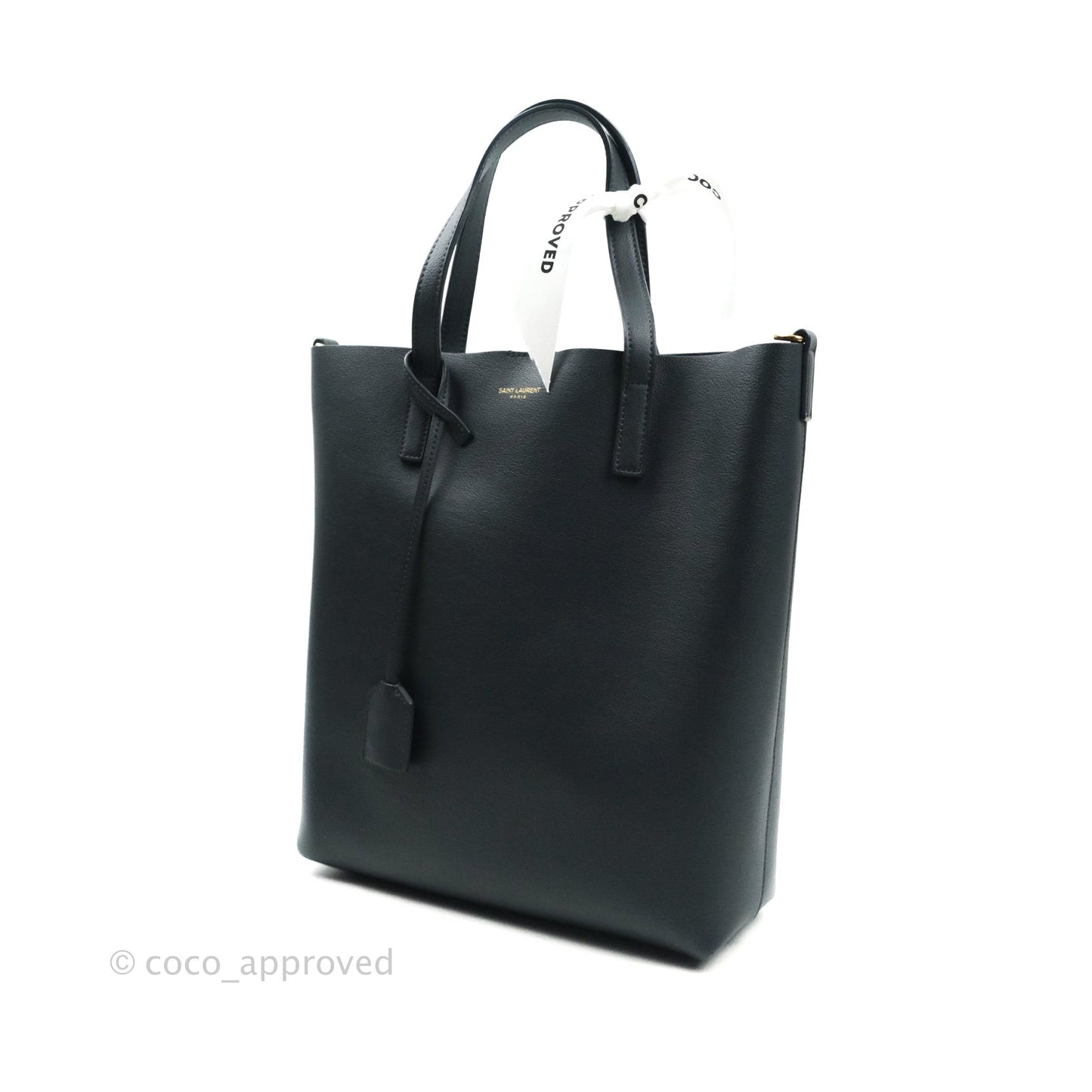 Saint Laurent Calfskin Shopping Tote Bag Dark Grey