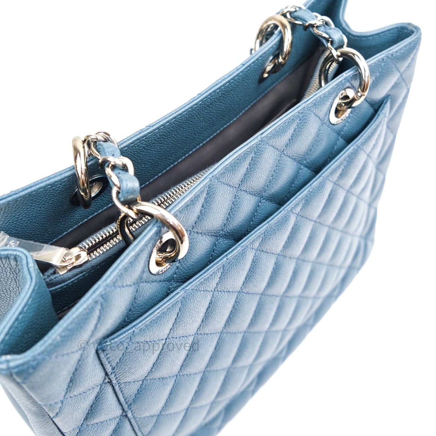 Chanel GST Grand Shopping Tote Blue Caviar Silver Hardware