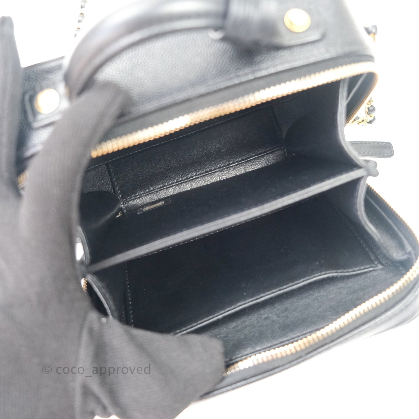 Chanel Quilted Small CC Filigree Vanity Case Black Caviar