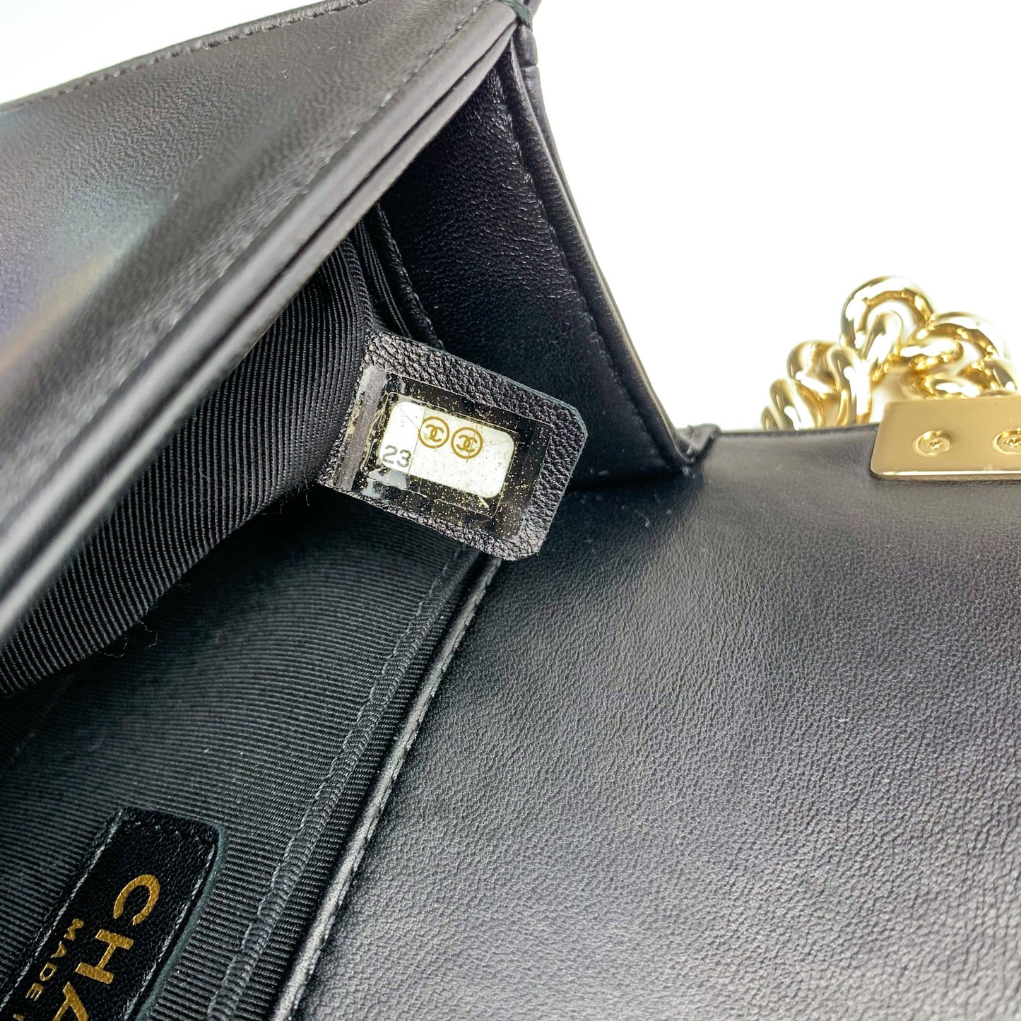 Chanel Small Boy Chevron Black Lambskin Gold Hardware