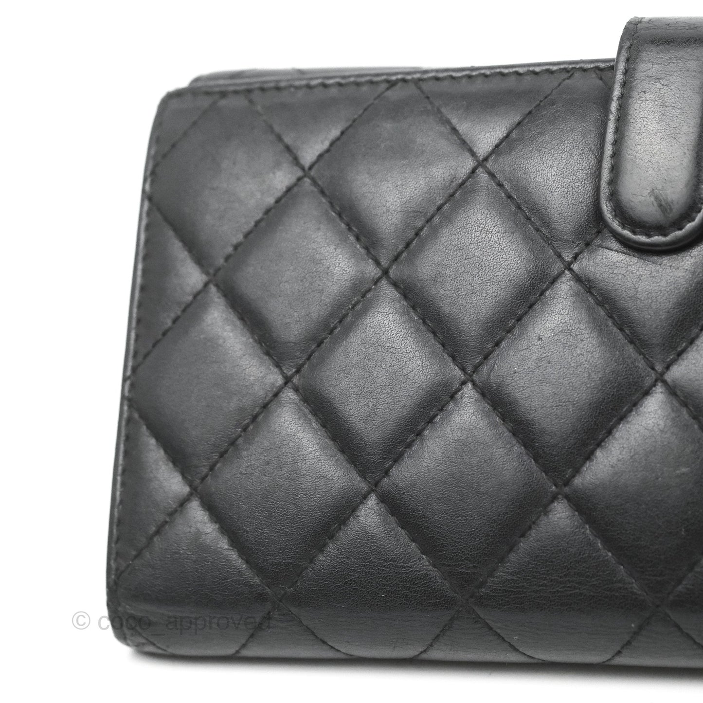 Chanel Quilted Cambon Ligne Flap Wallet Black Lambskin Patent