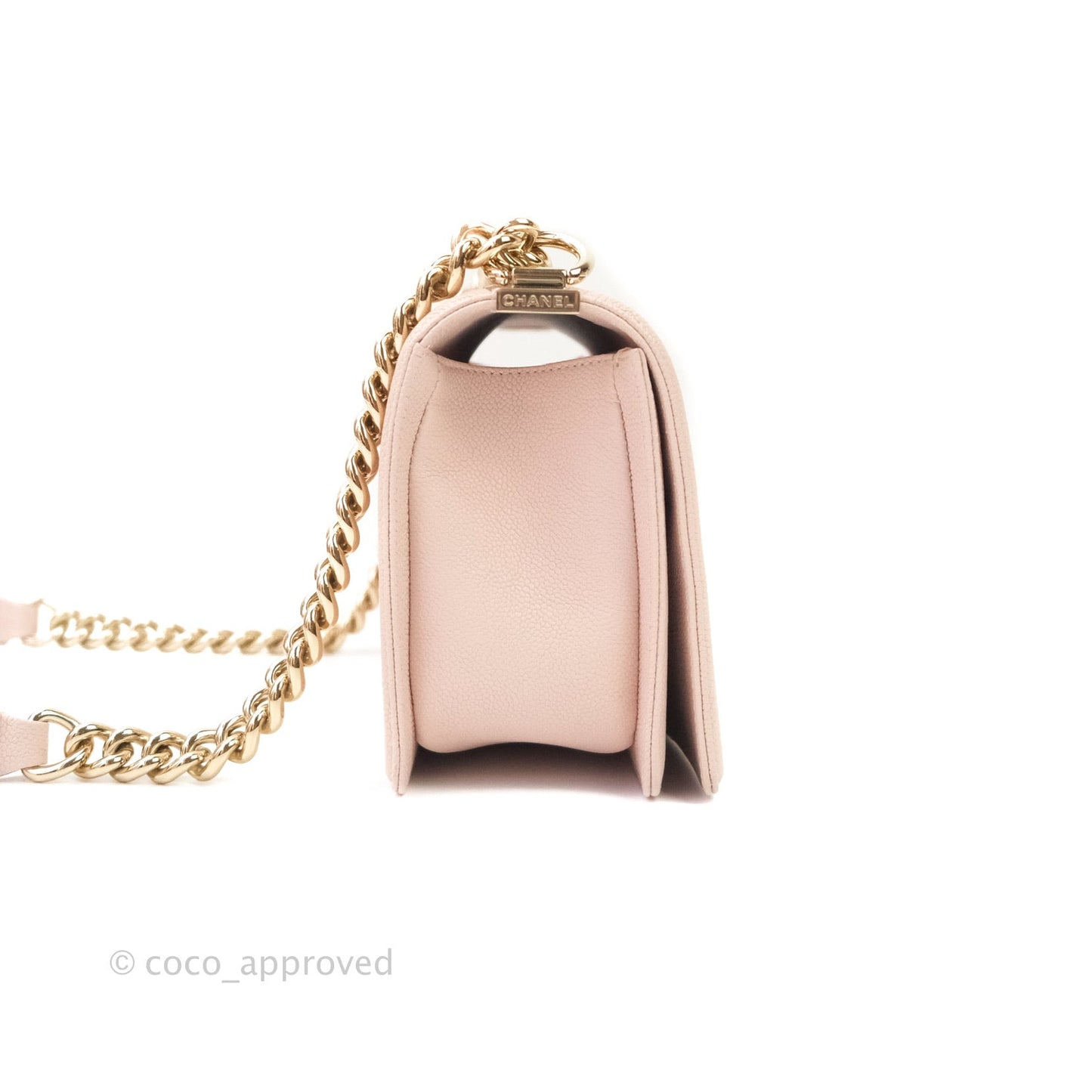 Chanel Boy Chevron Medium Pale Pink Caviar Gold Hardware
