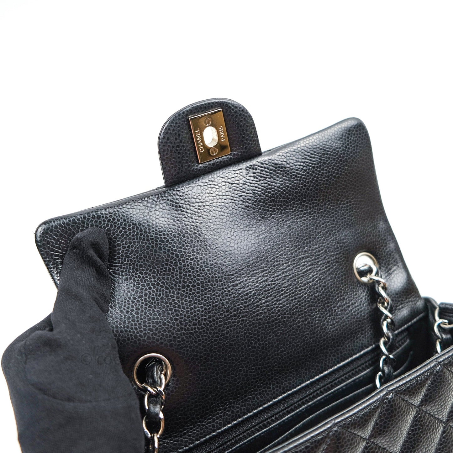 Chanel Quilted Mini Rectangular Black Caviar Silver Hardware 14B