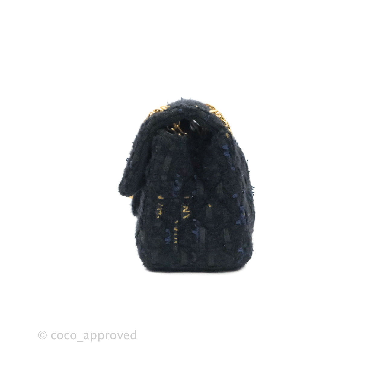 Chanel Mini Reissue 224 Black Navy Tweed Gold Hardware