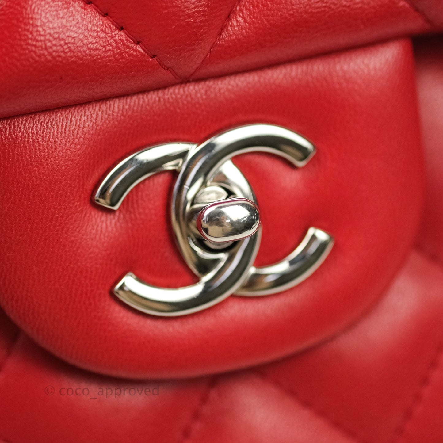 Chanel Jumbo Double Flap Red Lambskin Silver Hardware⁣⁣