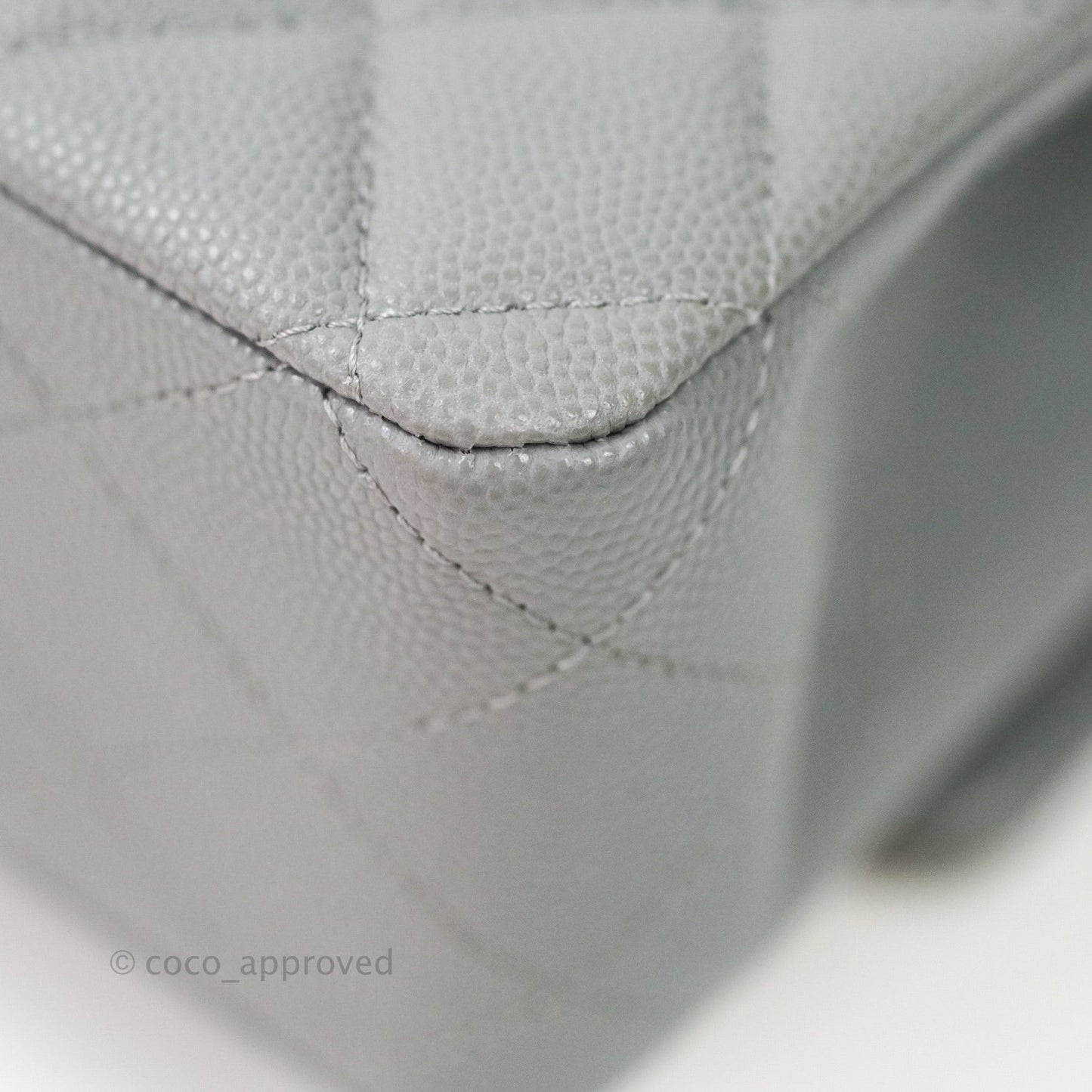 Chanel Classic M/L Medium Double Flap Quilted Grey Caviar Gold Hardware 20C