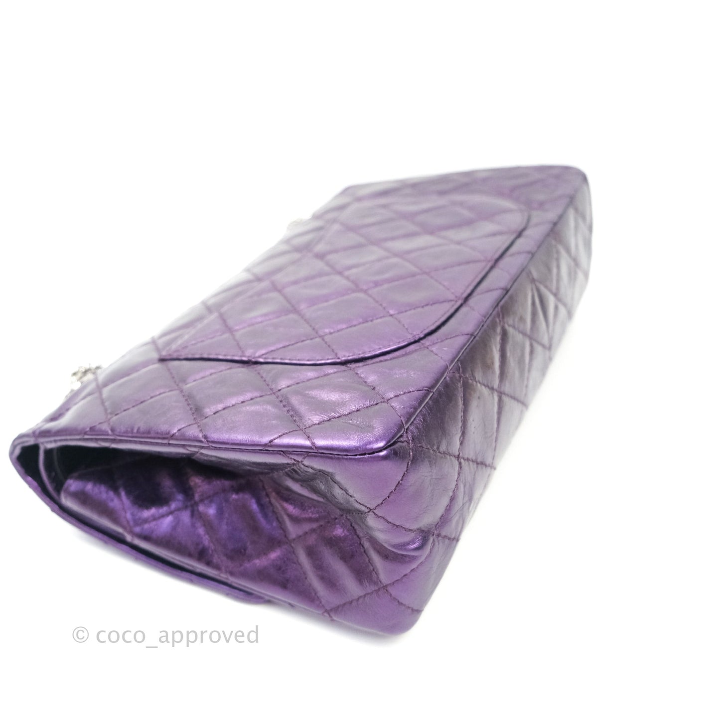 Chanel Reissue Quilted Glazed Calfskin Metallic Purple Silver Hardware 227