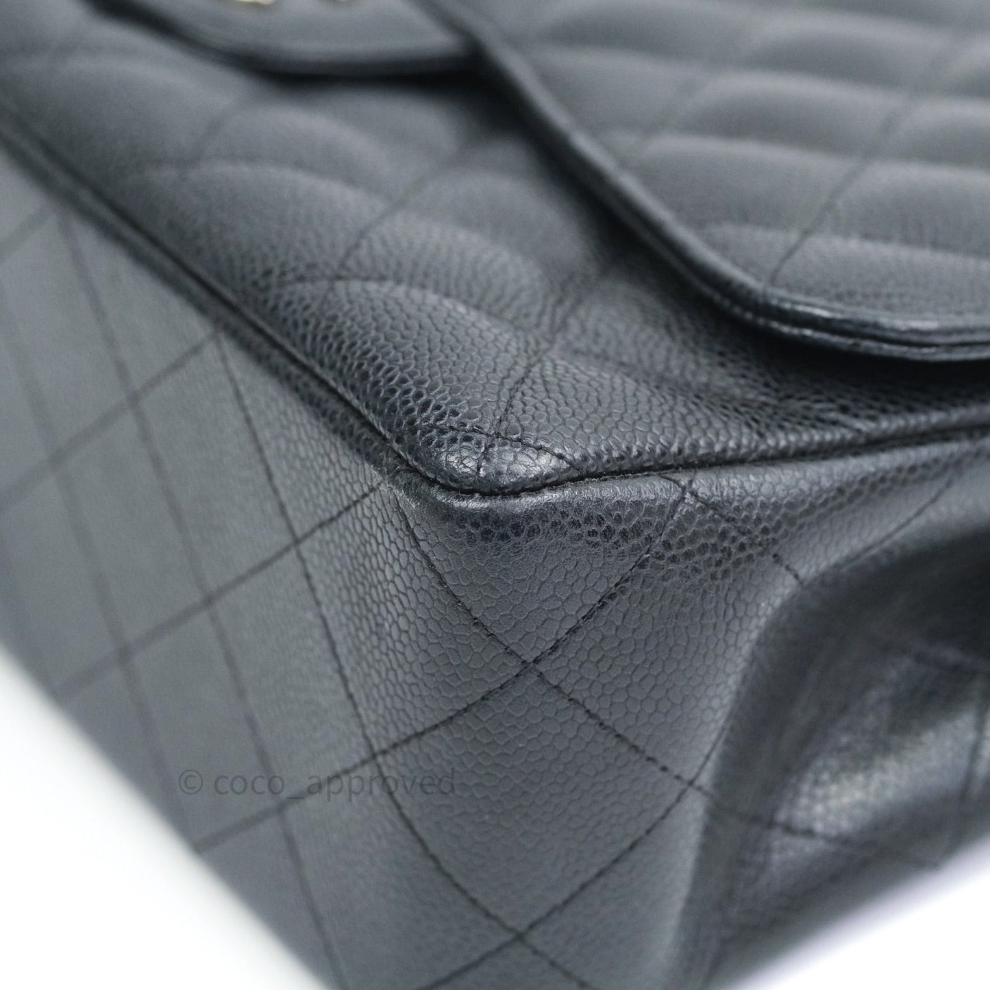 Chanel Caviar Quilted Jumbo Double Flap Black Silver Hardware
