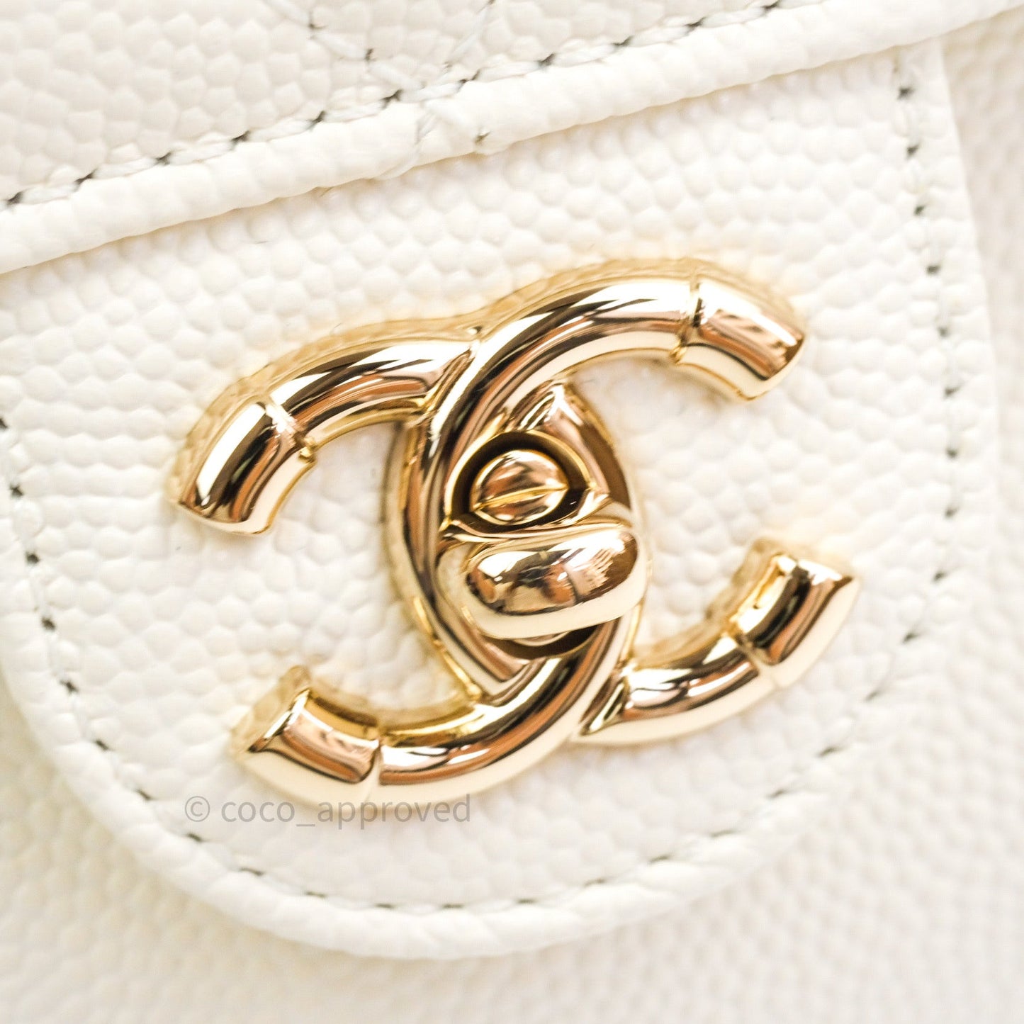 Chanel Quilted Small CC Day Backpack Ivory Caviar Light Gold Hardware