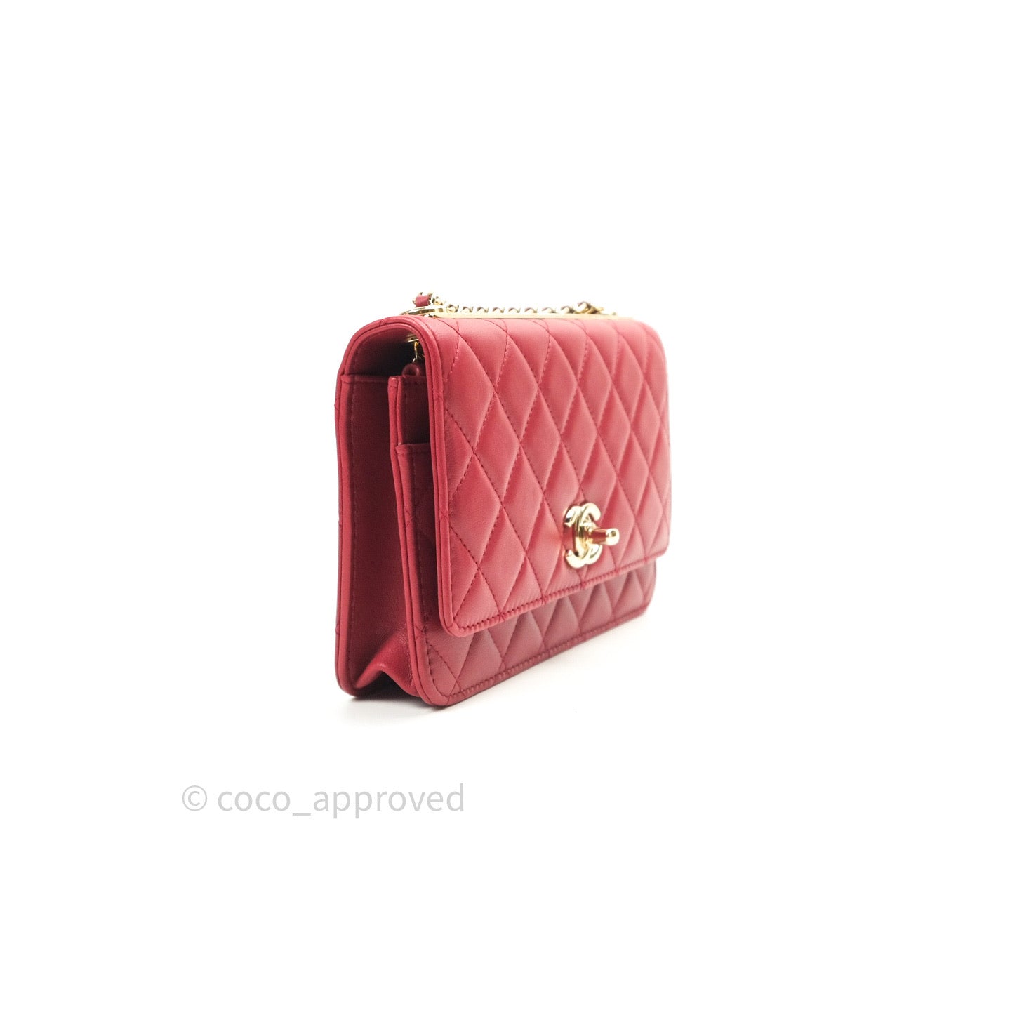 Chanel Trendy CC WOC Wallet on Chain Red Lambskin Gold Hardware