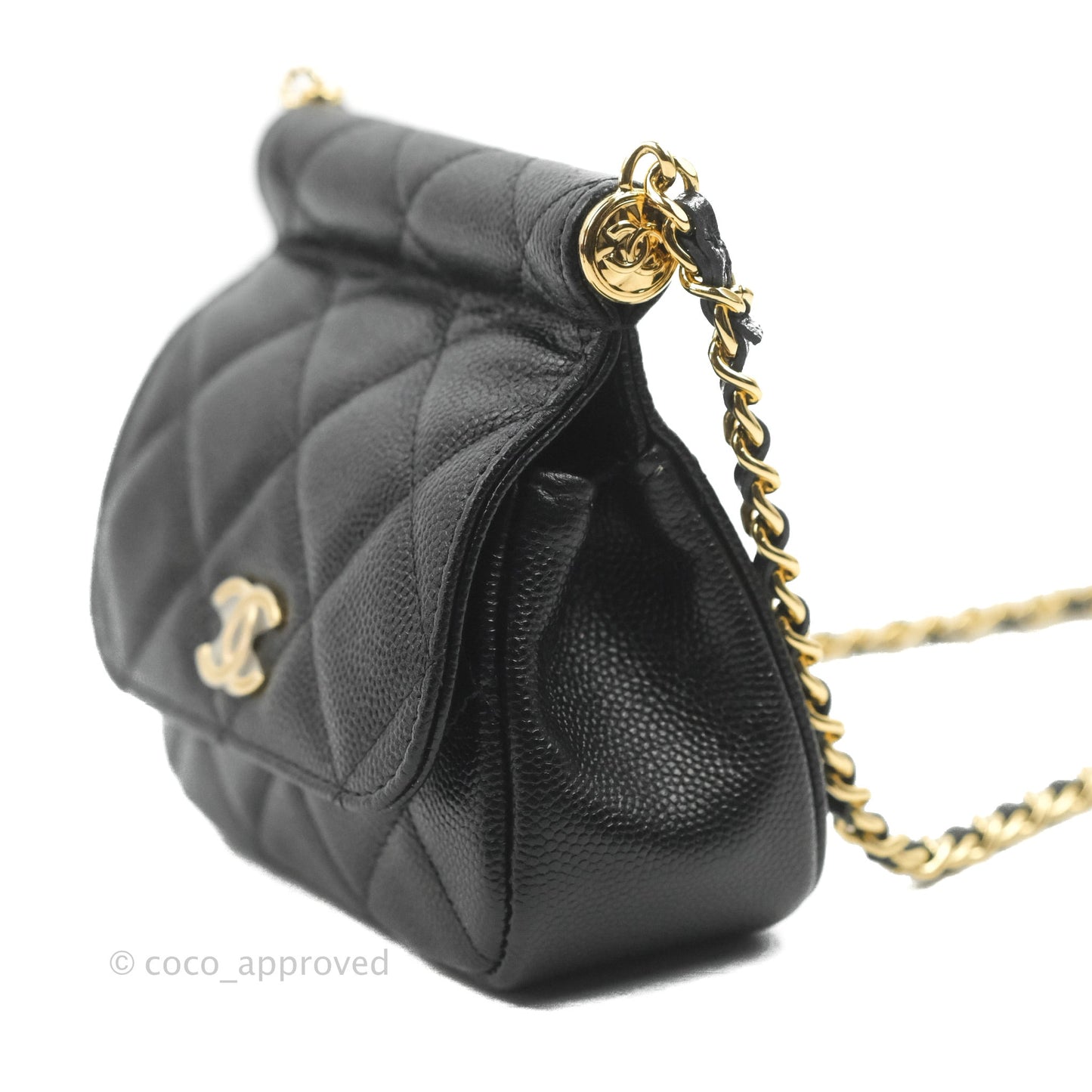Chanel Clutch with Chain Black Caviar Gold Hardware 22K