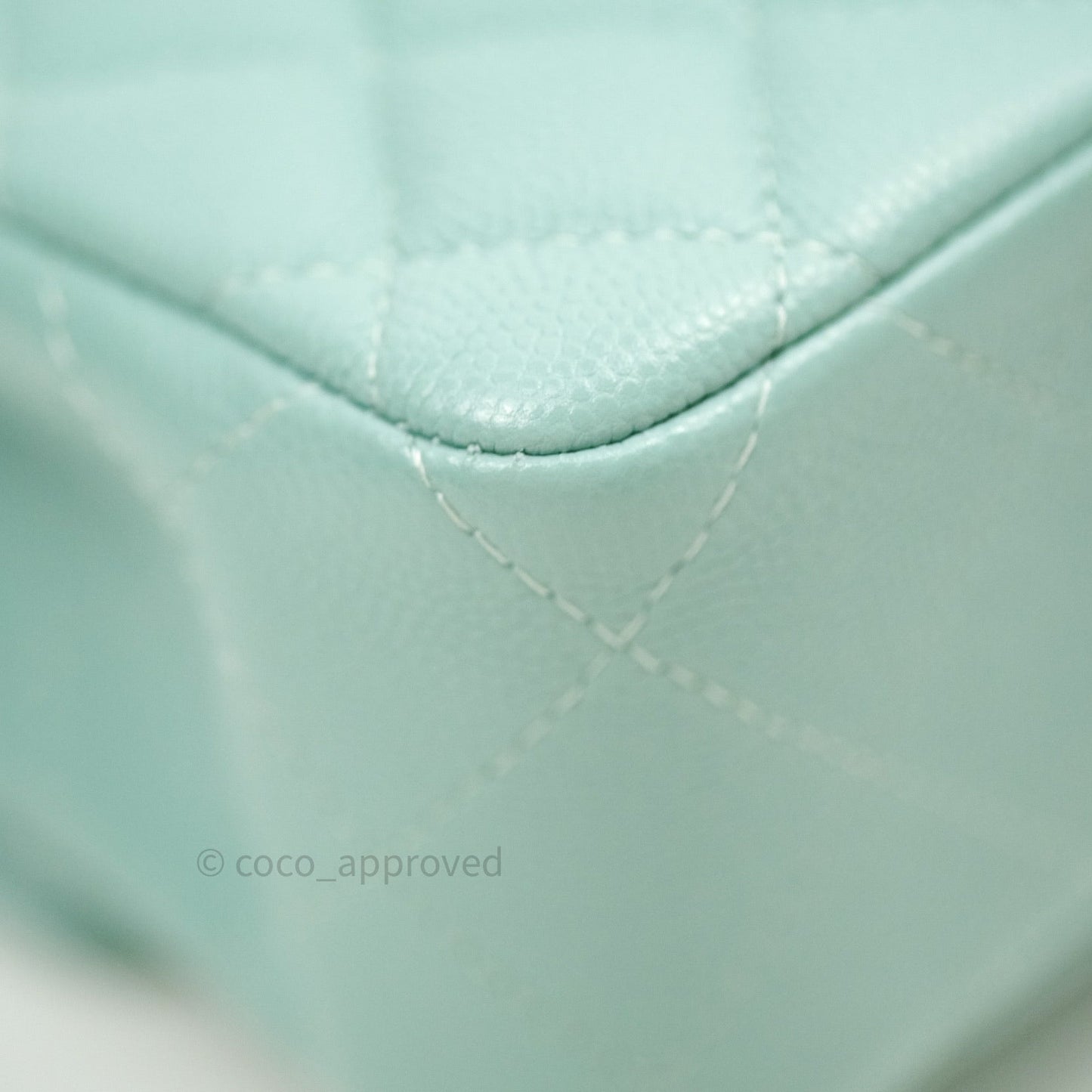 Chanel Classic Small S/M Flap Tiffany Blue Caviar Light Gold Hardware