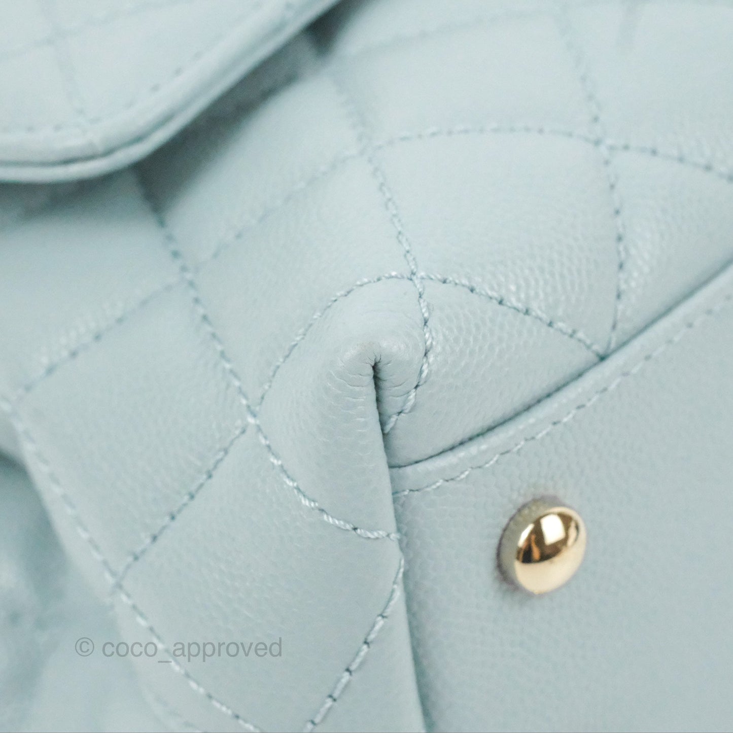 Chanel Small Coco Handle Blue Caviar Gold Hardware