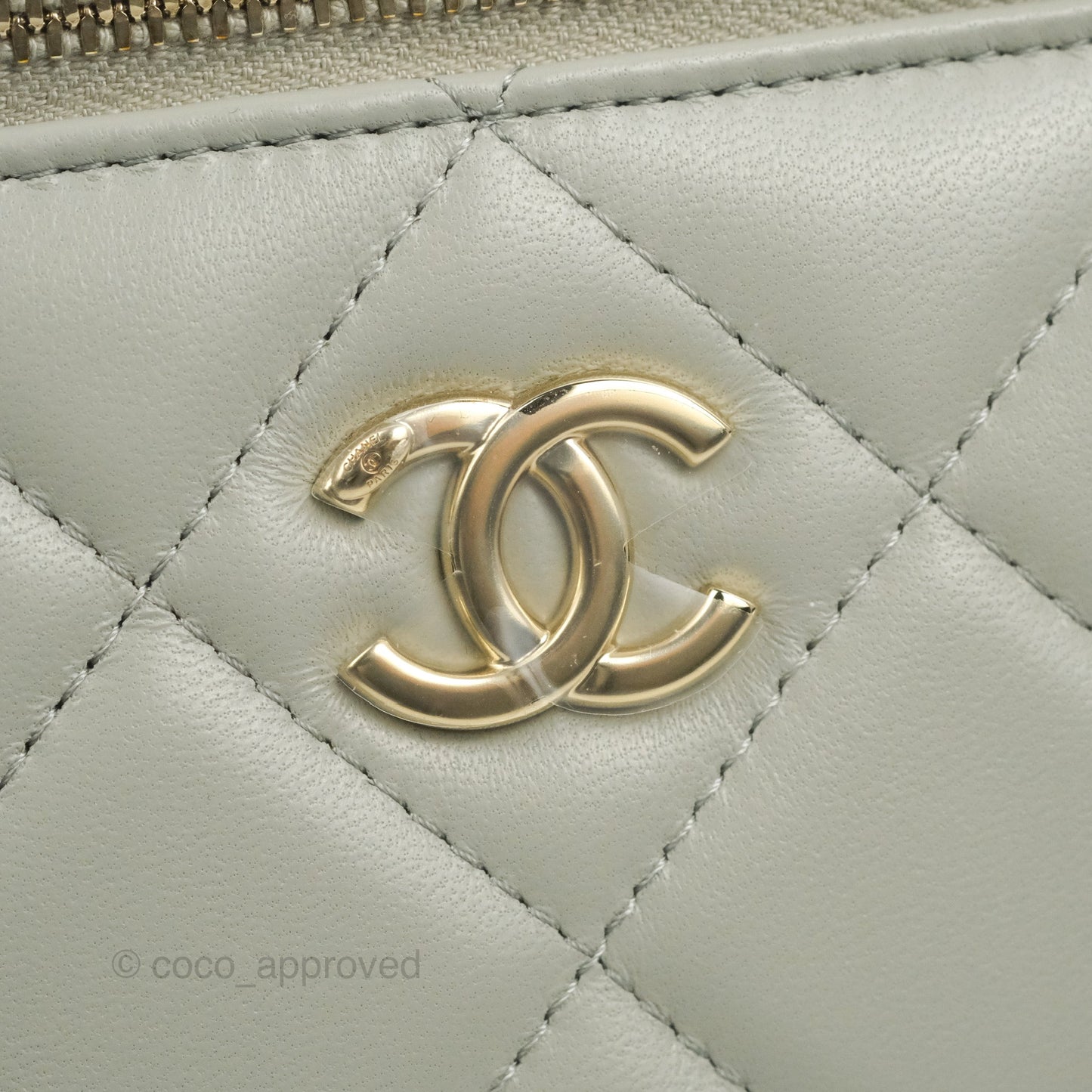 Chanel Vanity with Resin Chain Grey Lambskin Gold Hardware