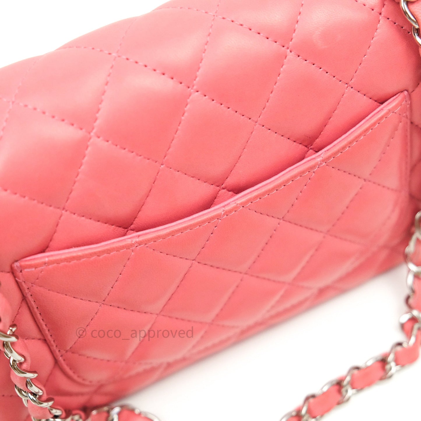 Chanel Quilted Mini Rectangular Pink Lambskin Silver Hardware