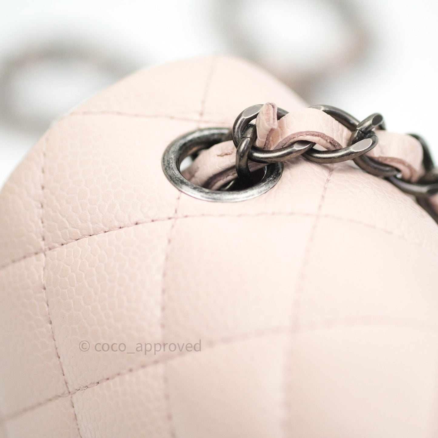 Chanel Quilted Mini Rectangular Sakura Pink Caviar Ruthenium Hardware