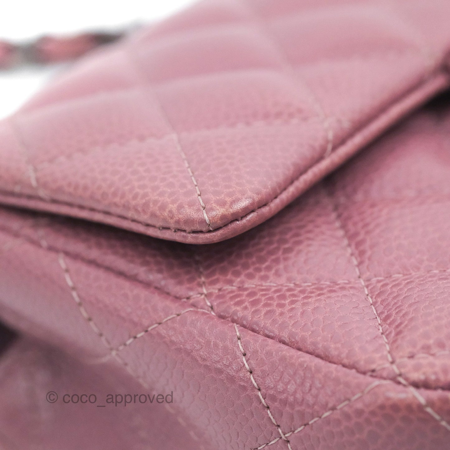 Chanel Quilted Mini Rectangular Flap Dark Pink Caviar Ruthenium Hardware
