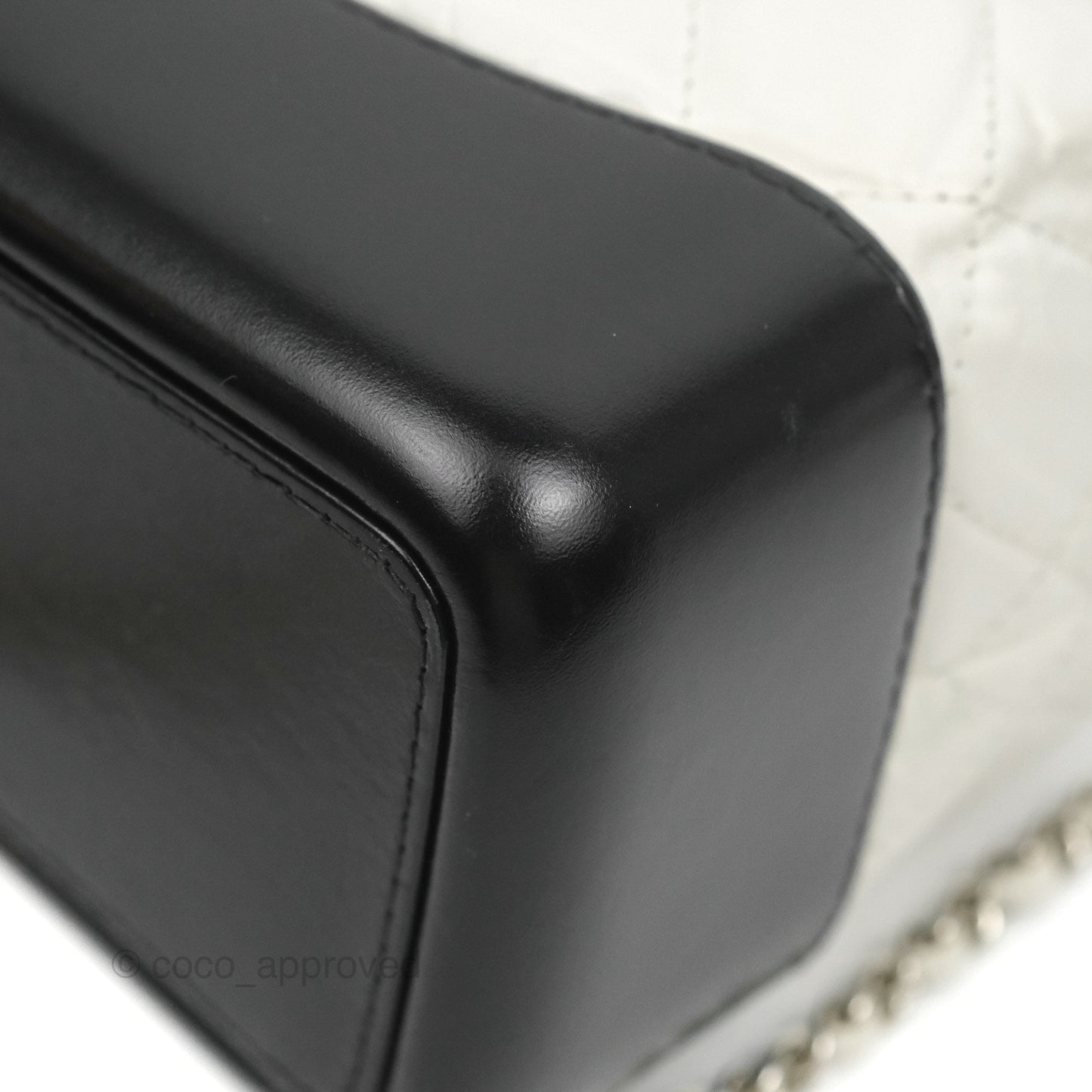 Chanel Small Gabrielle Backpack White Black Aged Calfskin