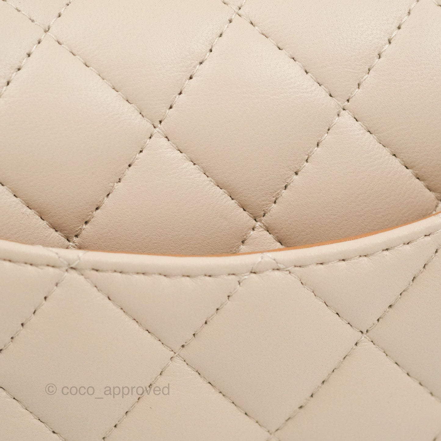 Chanel Top Handle Mini Rectangular Flap Bag Ecru/Beige Lambskin Gold Hardware 23P