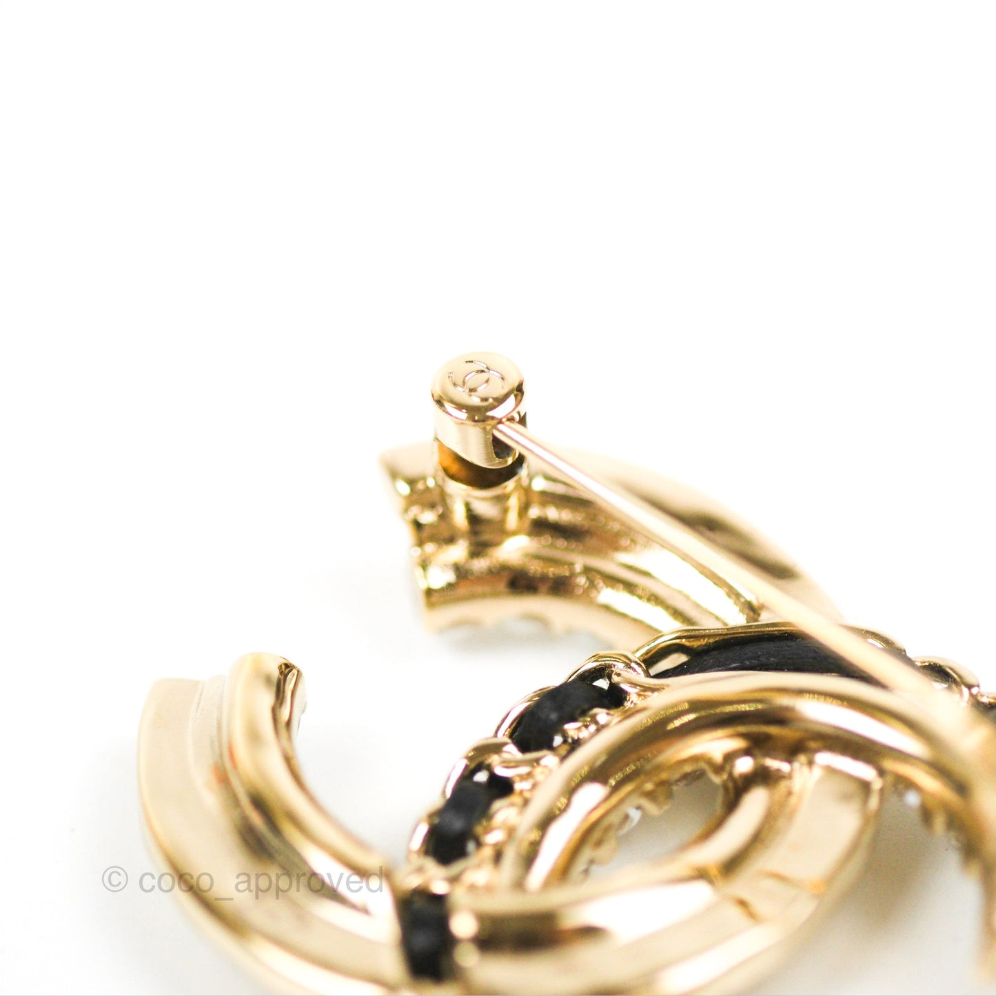 Chanel CC Logo Rhinestone Pearl Brooch Gold Tone 22B