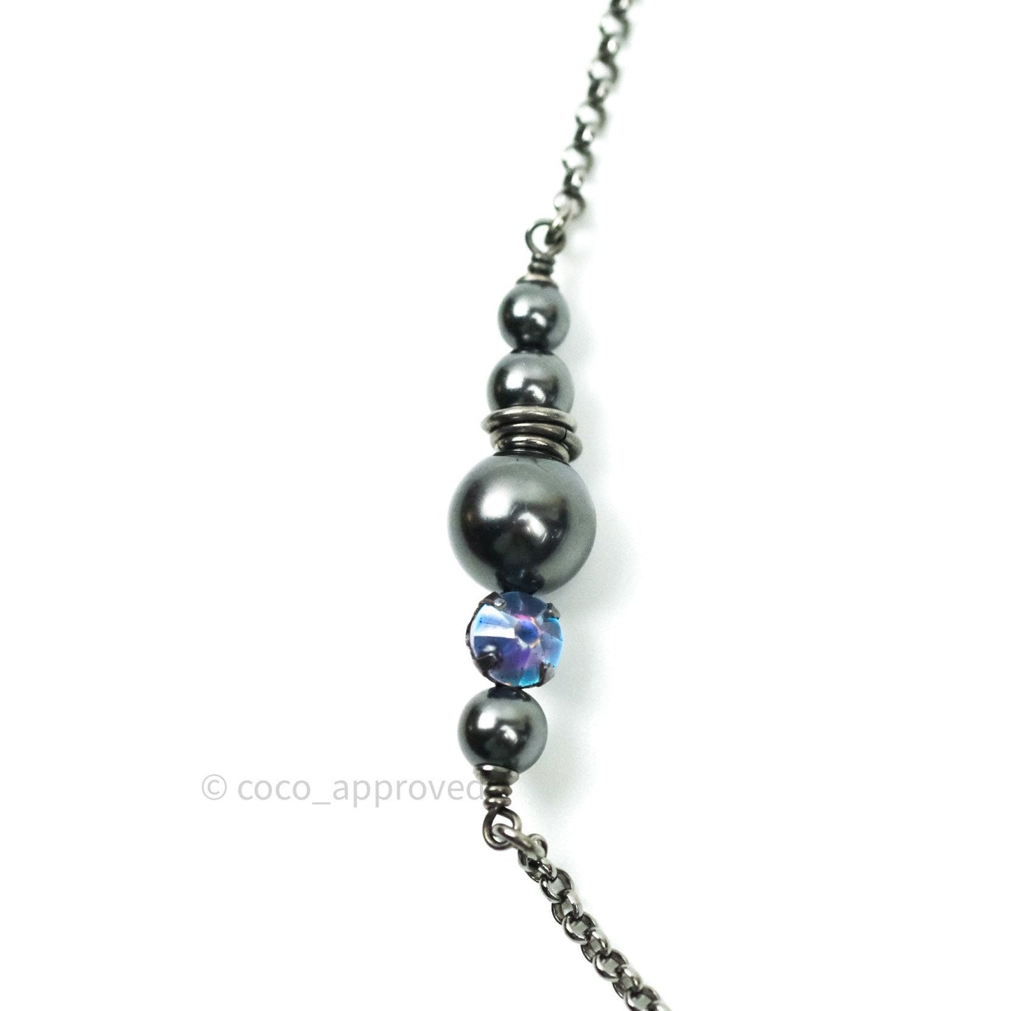 Chanel Ruthenium Crystal CC Necklace Iridescent Purple