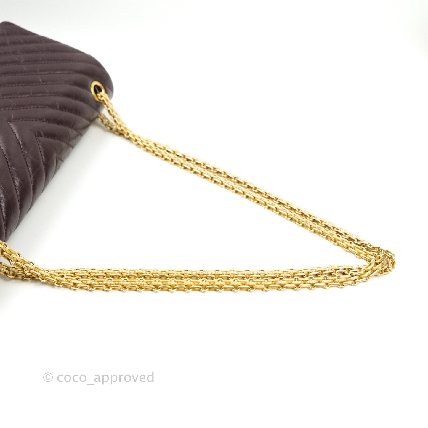 Chanel Reissue Chevron Dark Red Burgundy Aged Calfskin Gold Hardware 226