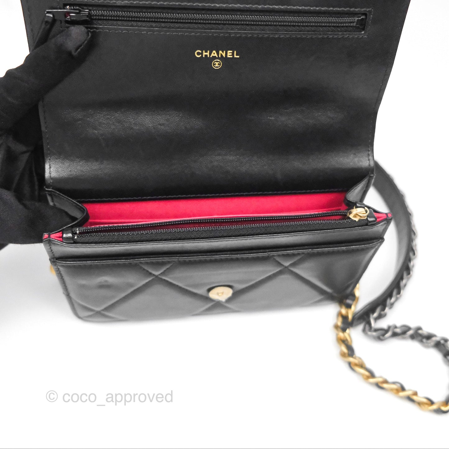 Chanel 19 Wallet on Chain WOC Black Mixed Hardware