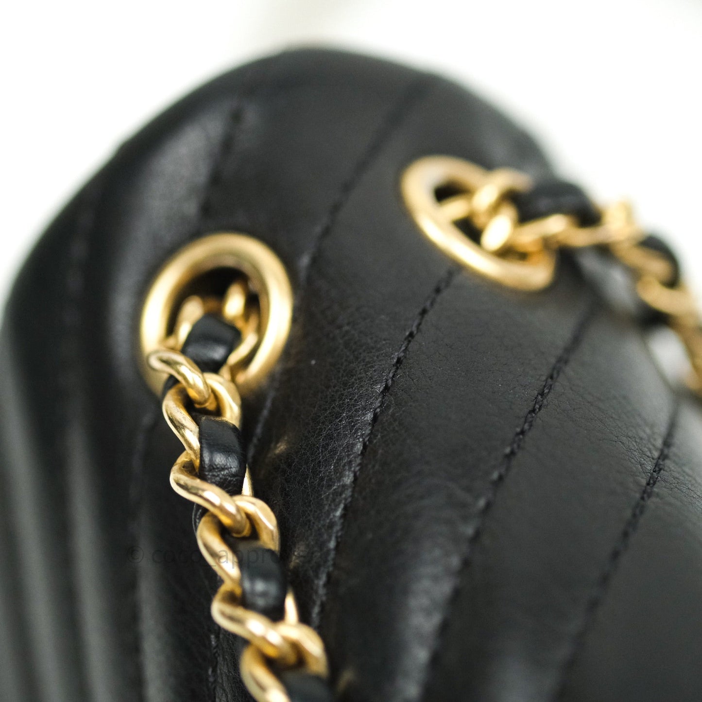 Chanel Chevron Rock The Corner Mini Black Calfskin Gold Hardware 18A