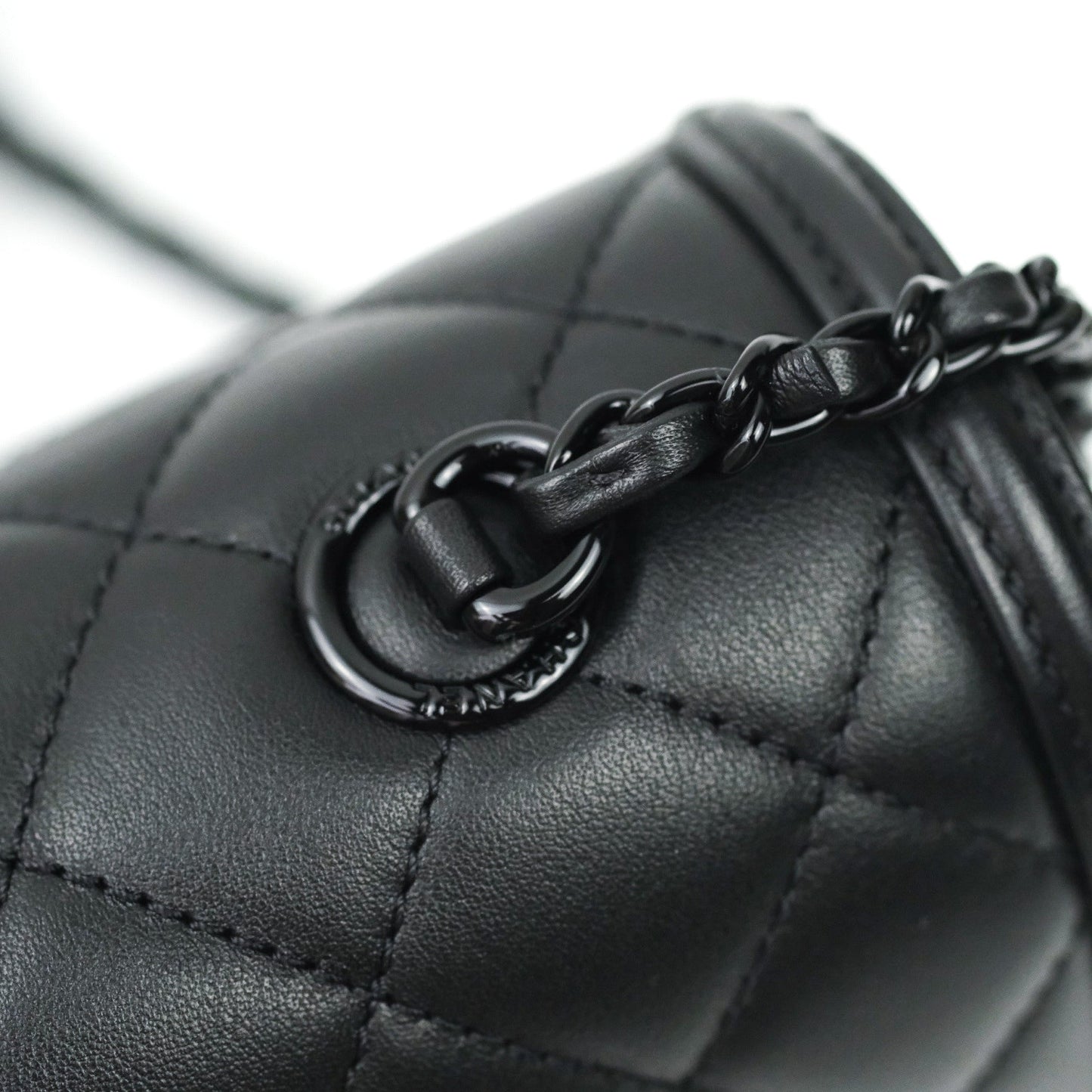 Chanel Quilted Small CC Filigree Flap Black Lambskin So Black Hardware