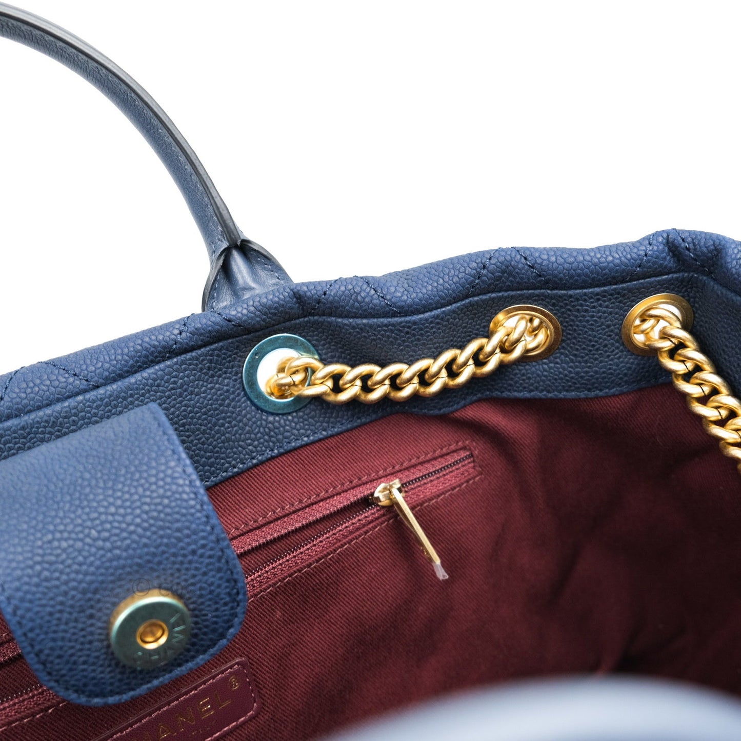 Chanel Iridescent Caviar Quilted Globe Trotter Shopping Tote Blue
