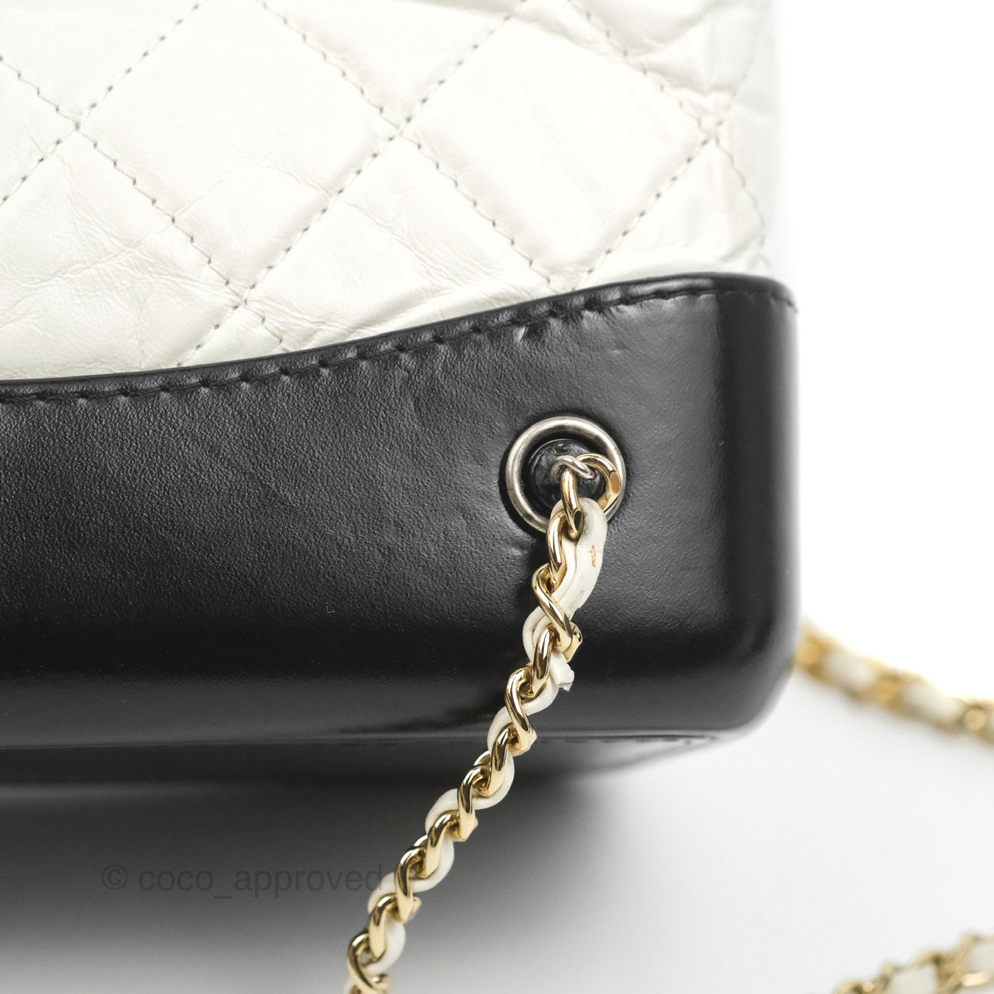 Chanel Small Gabrielle Backpack White Black Aged Calfskin