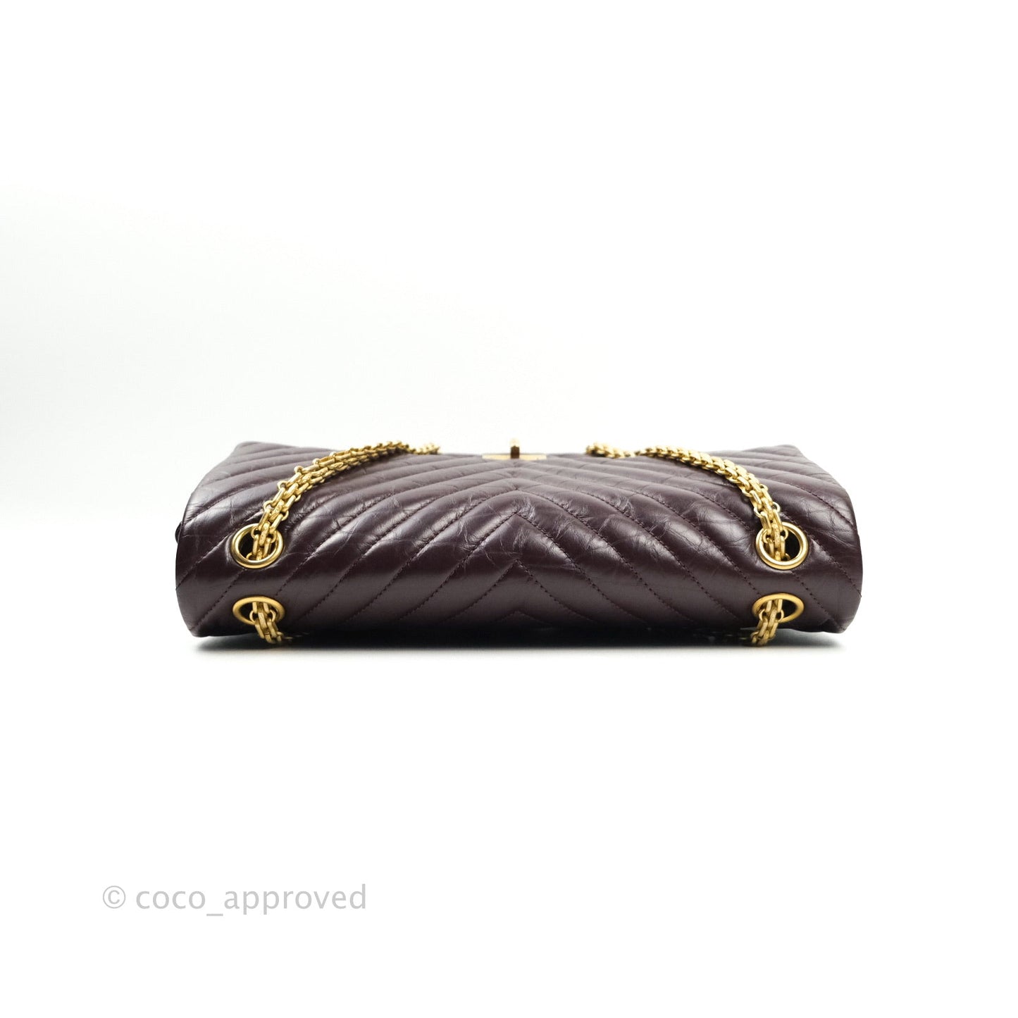 Chanel Reissue Chevron Dark Red Burgundy Aged Calfskin Gold Hardware 226