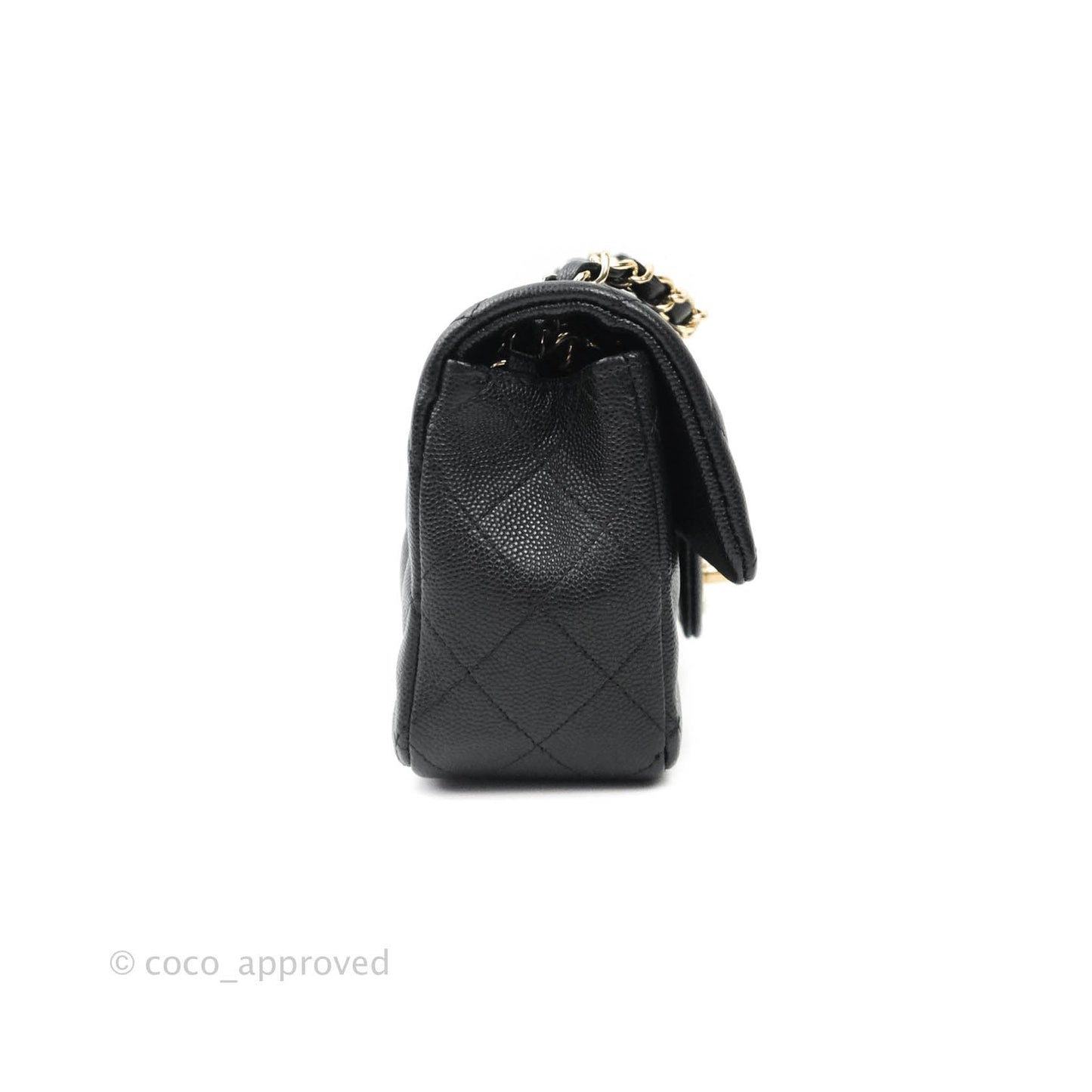 Chanel Quilted Mini Rectangular Black Caviar Gold Hardware