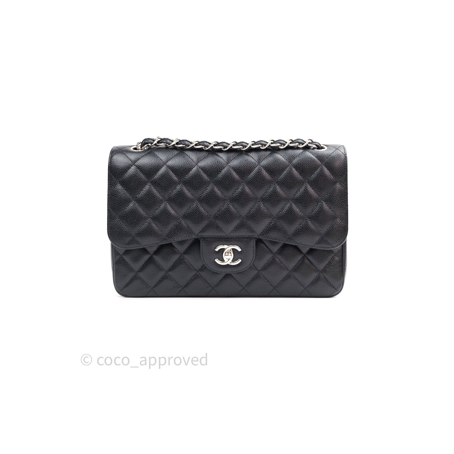 Chanel Jumbo Double Flap Black Caviar Silver Hardware⁣⁣