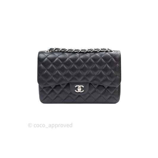 Chanel Jumbo Double Flap Black Caviar Silver Hardware⁣⁣