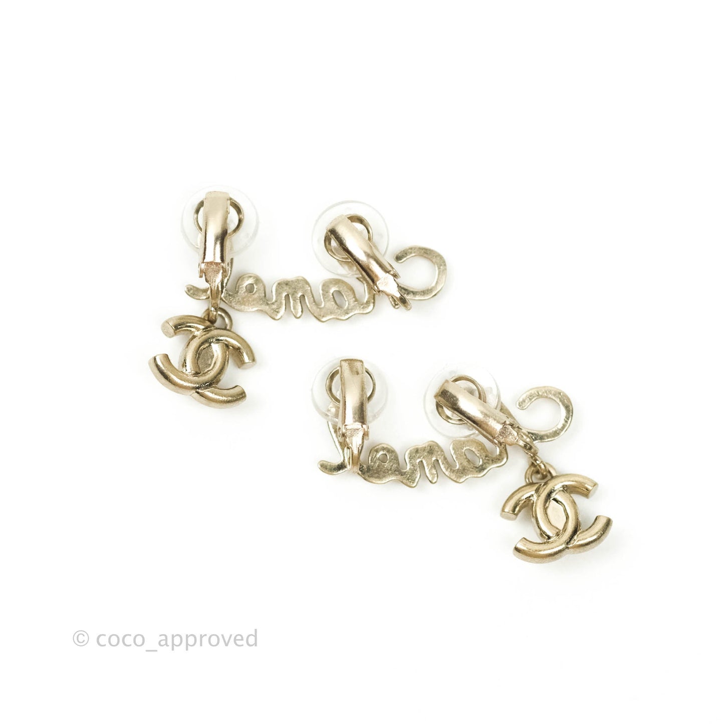 Chanel Letter Earrings Clip-On Gold Hardware