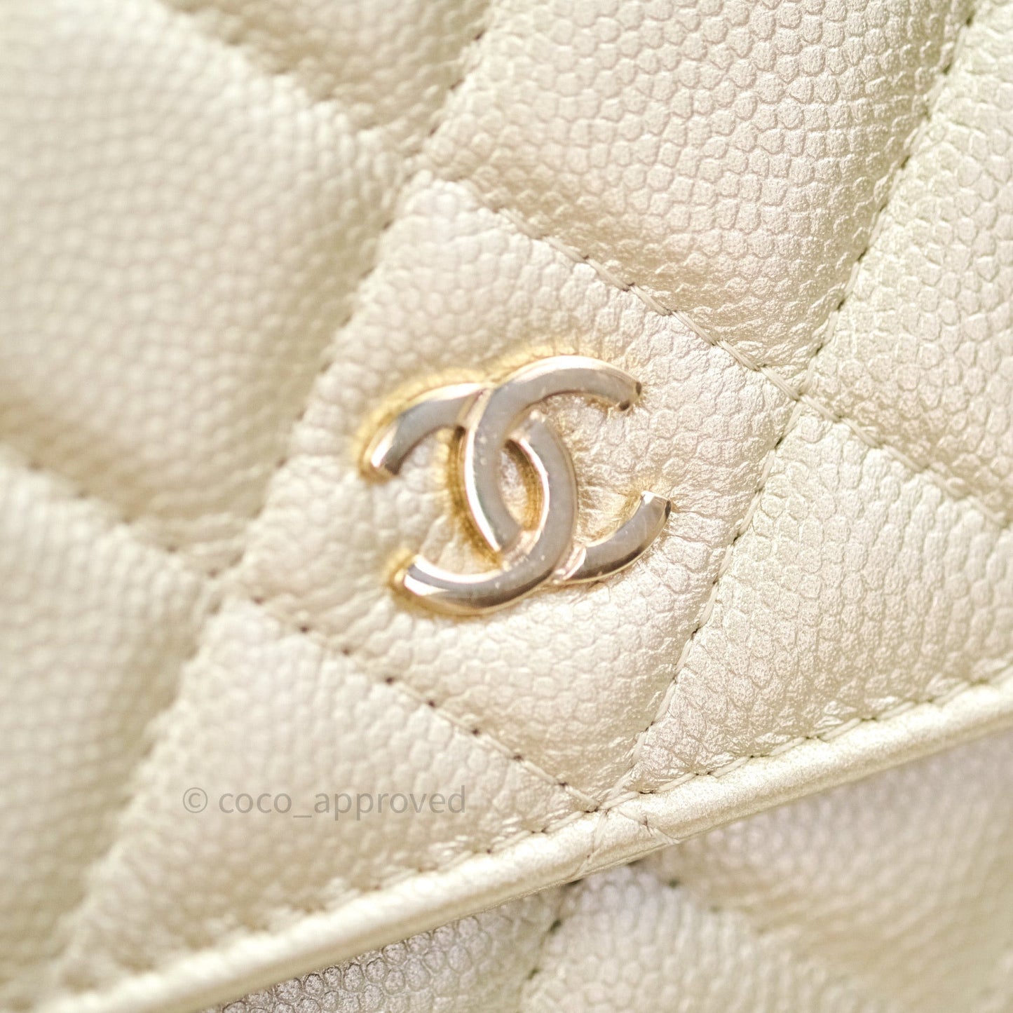 Chanel Quilted Wallet on Chain WOC Light Gold Caviar Gold Hardware