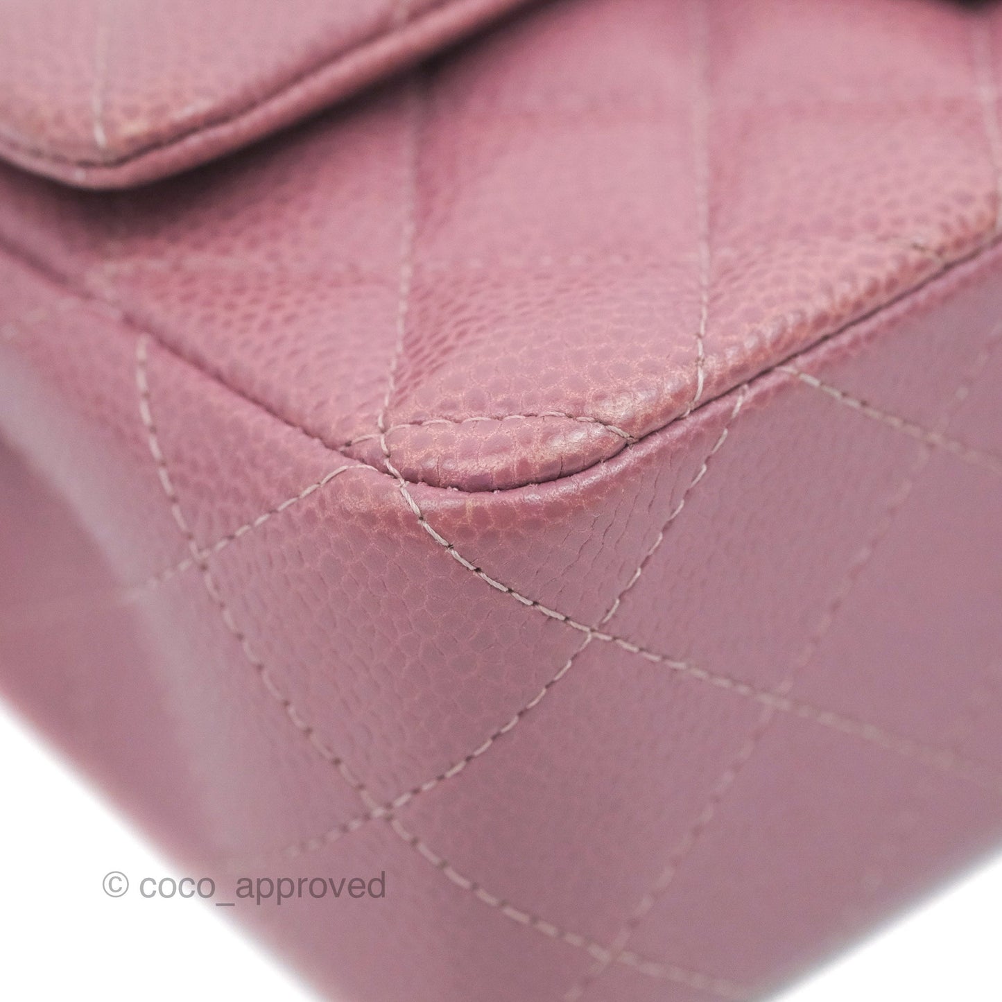 Chanel Quilted Mini Rectangular Flap Dark Pink Caviar Ruthenium Hardware